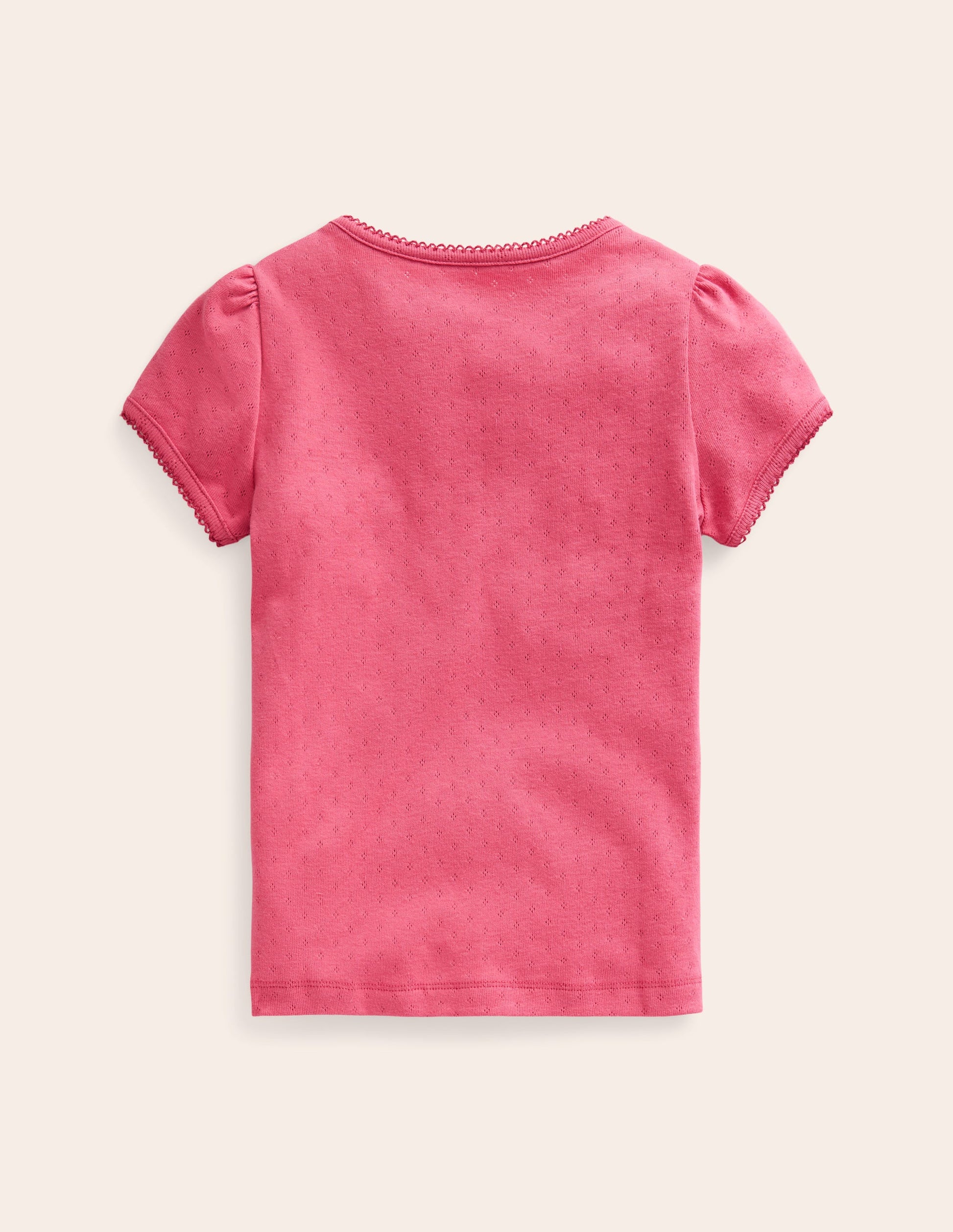 Short-sleeved Pointelle Top-Rose Pink-2