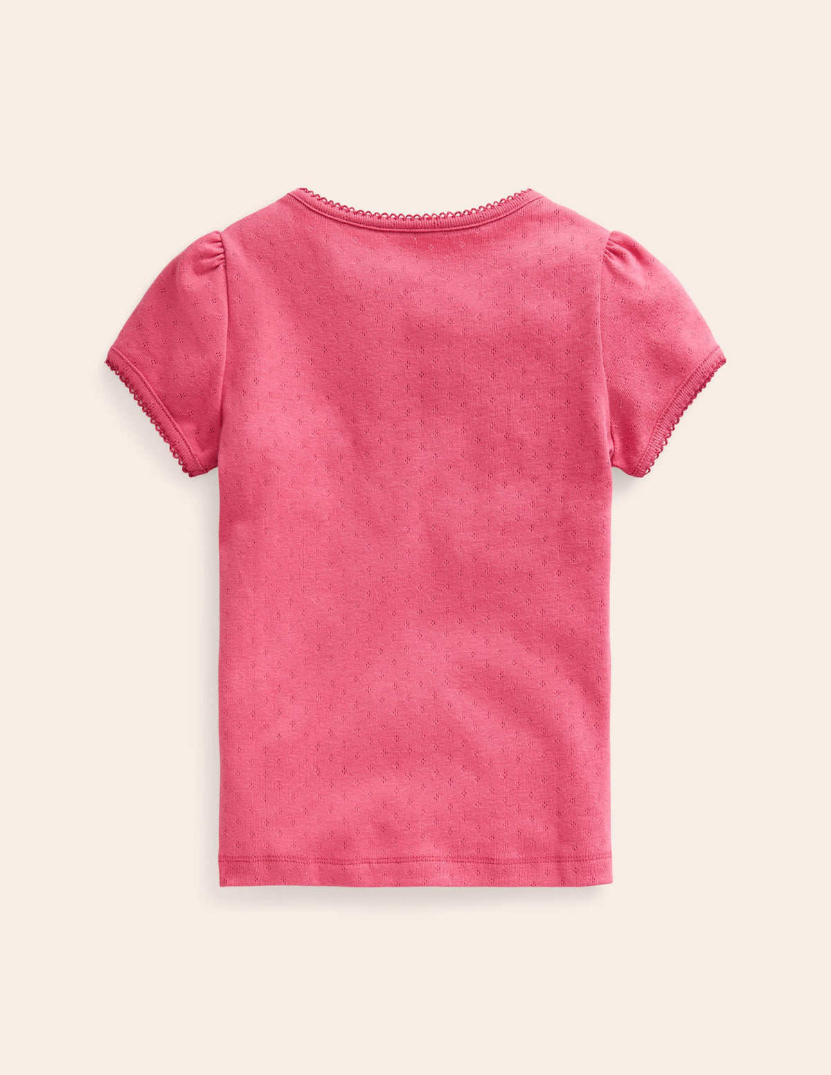 Short-sleeved Pointelle Top-Rose Pink - Image 2