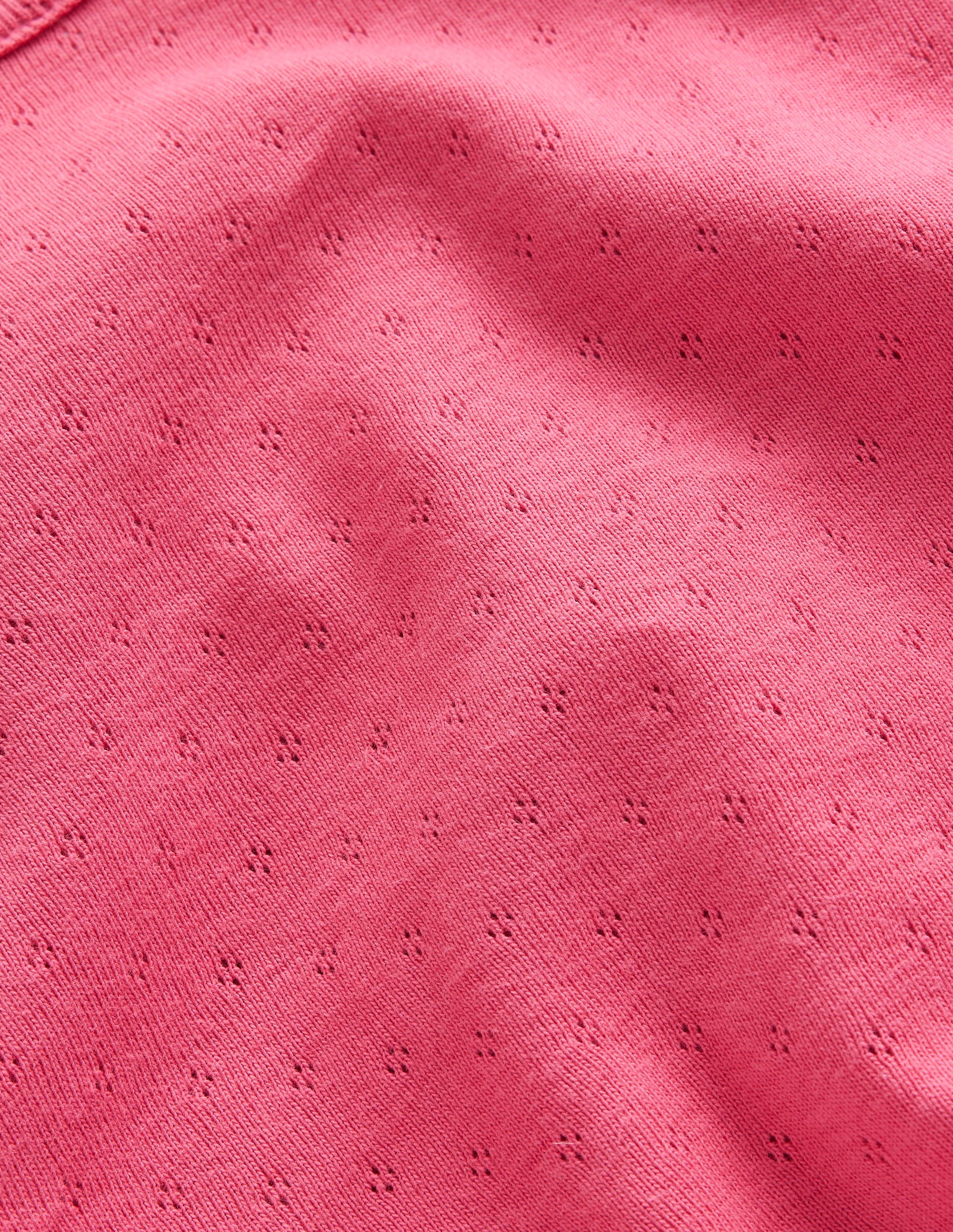 Short-sleeved Pointelle Top-Rose Pink-3