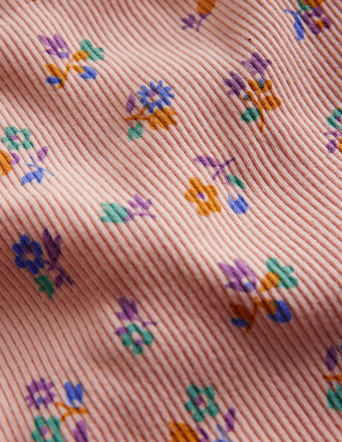 Lace Trim Rib Leggings-Provence Dusty Pink Floral - Image 3