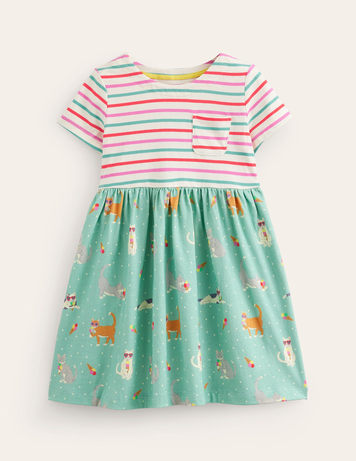 Hotchpotch Jersey dress-Corsica Blue Holiday Cats - Image 1