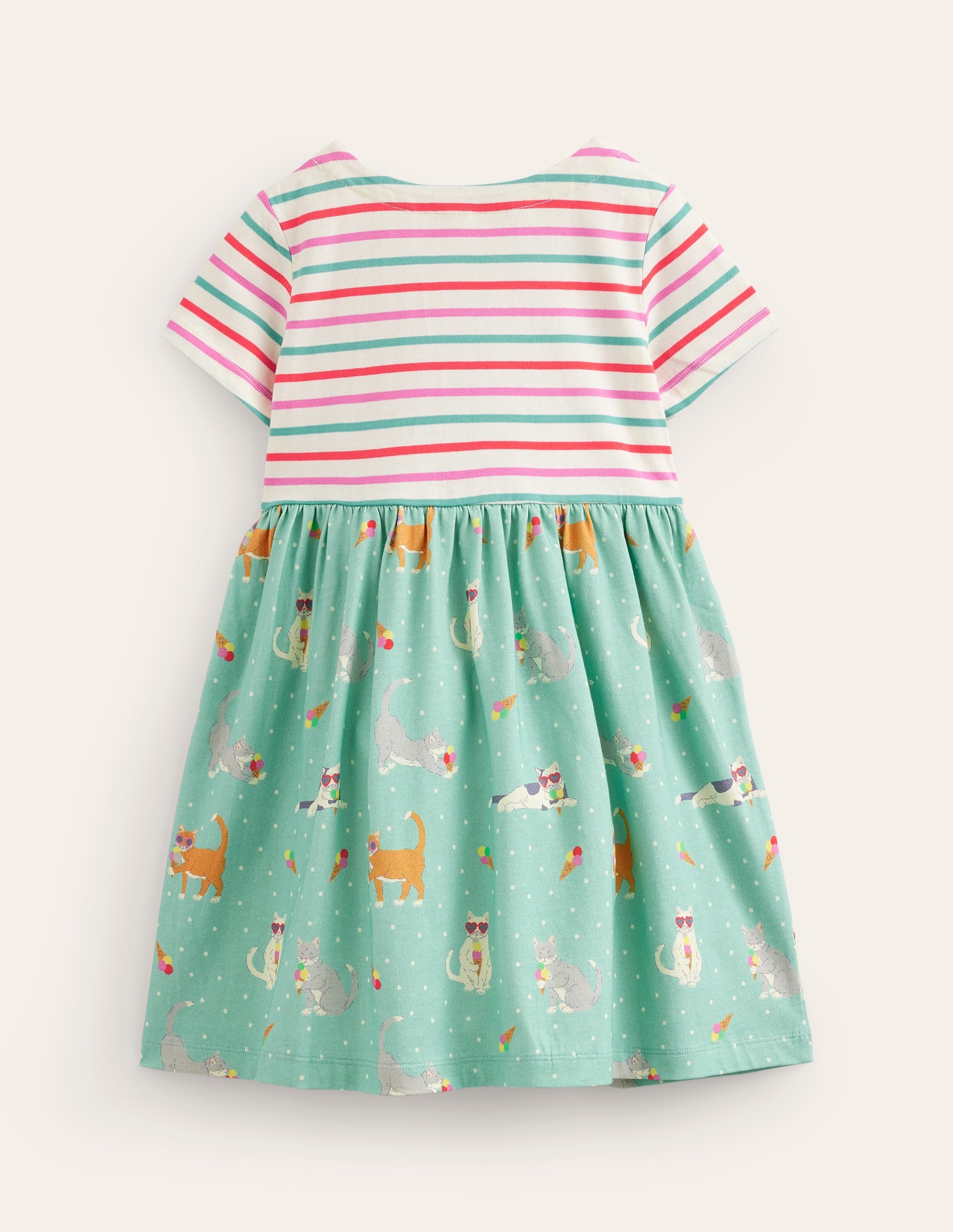 Hotchpotch Jersey dress-Corsica Blue Holiday Cats - Image 2