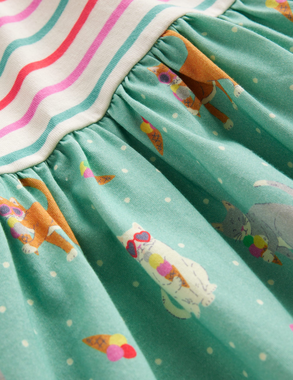 Hotchpotch Jersey dress-Corsica Blue Holiday Cats - Image 3