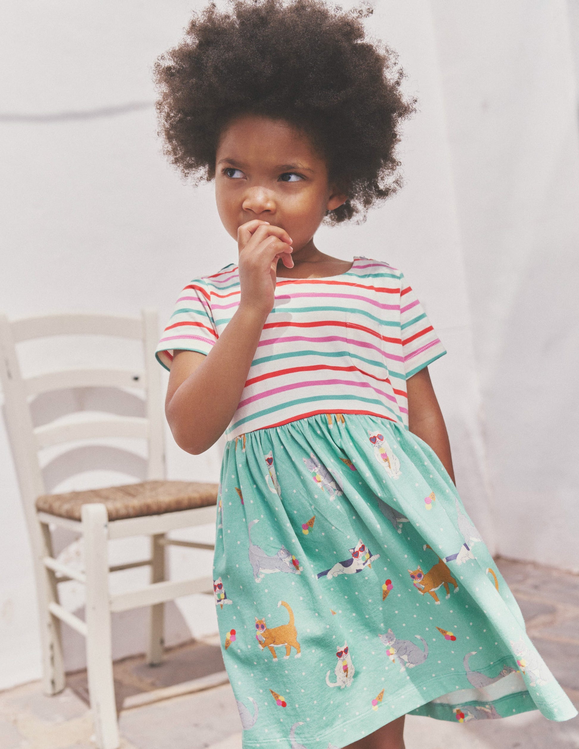 Hotchpotch Jersey dress-Corsica Blue Holiday Cats-4