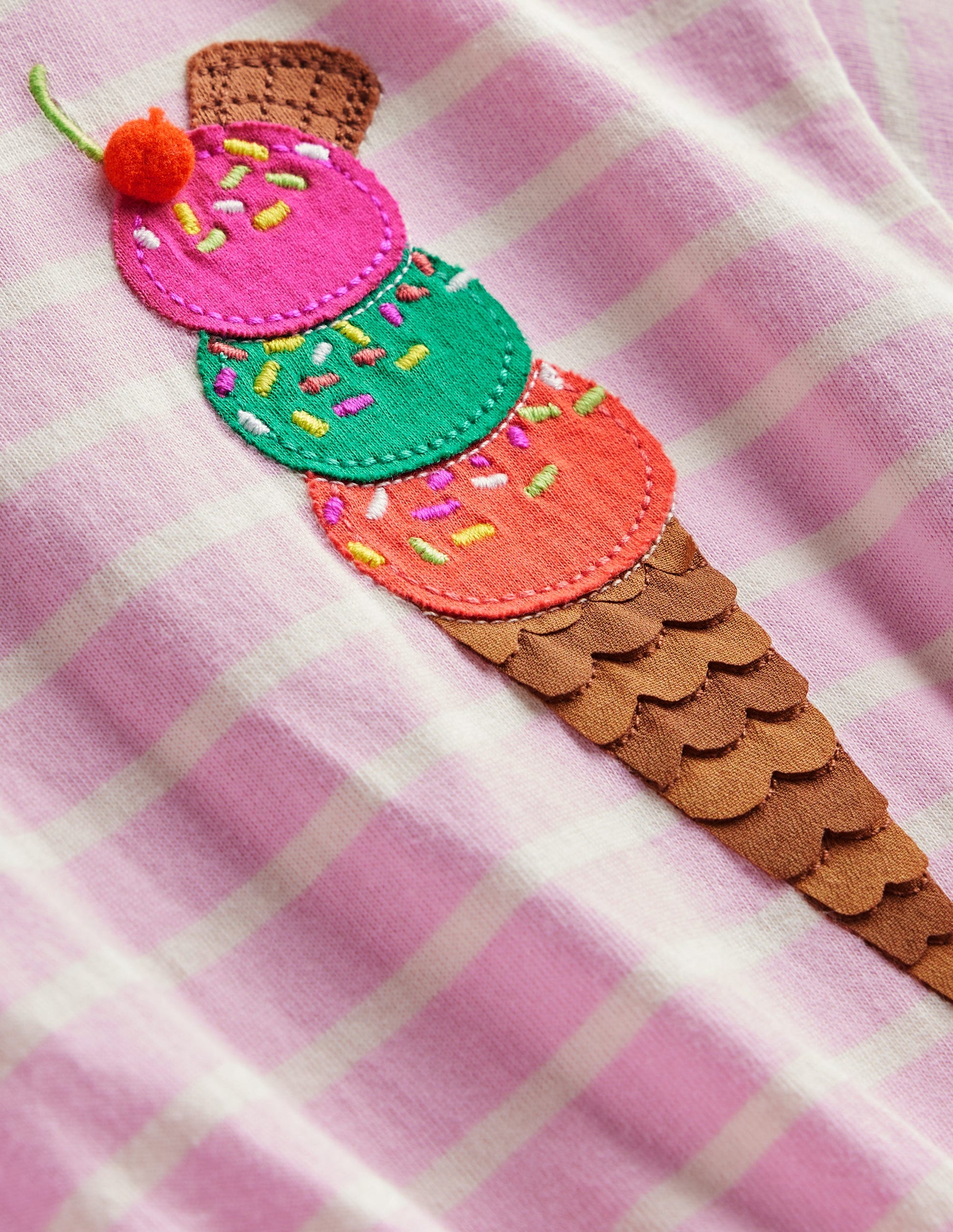 Tie Waist Applique Dress-Sweet Pea/Ivory Ice Cream-3