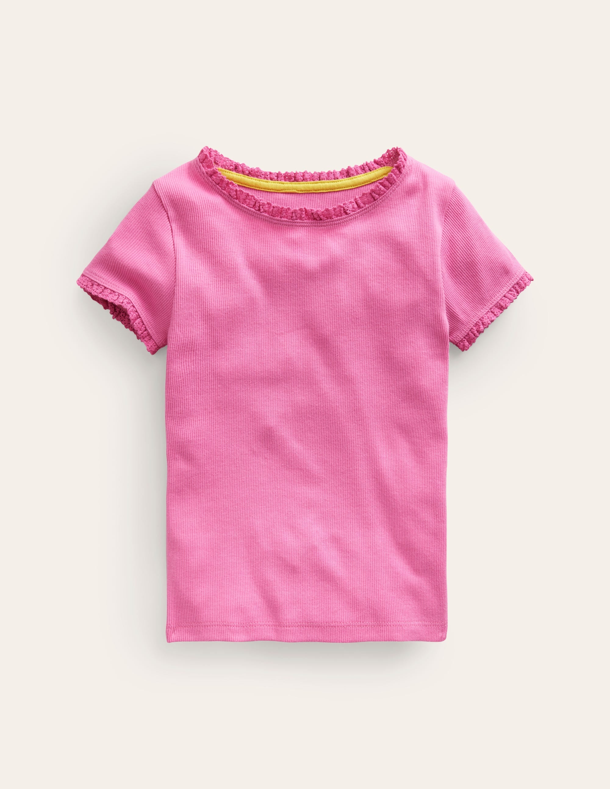 Ribbed Short Sleeve T-Shirt-Strawberry Ice - Image 1