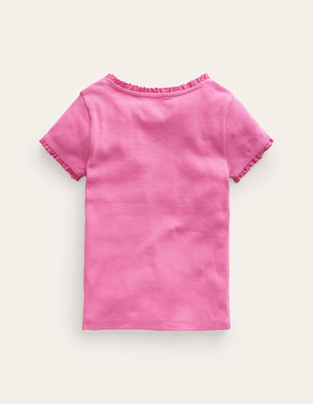 Ribbed Short Sleeve T-Shirt-Strawberry Ice