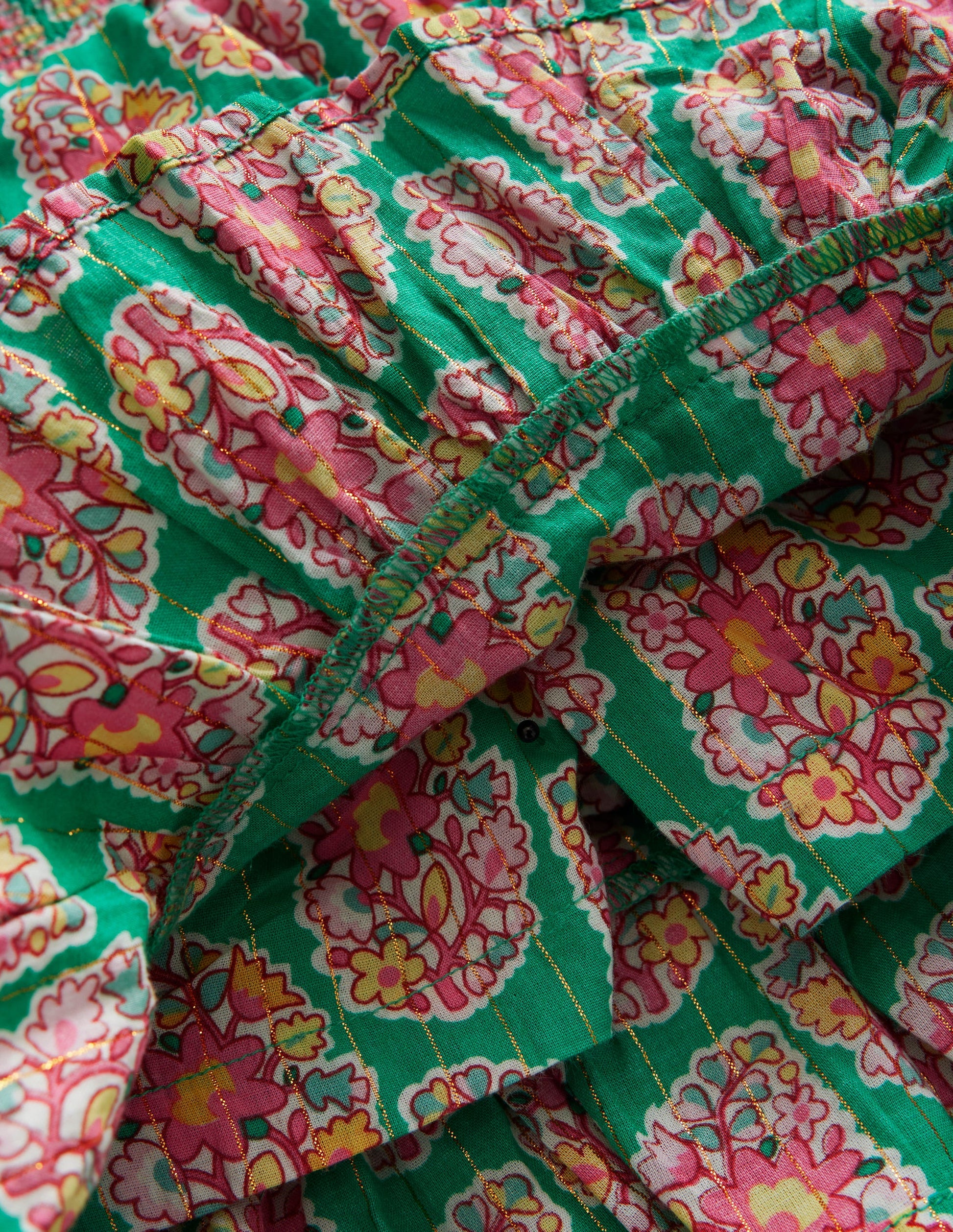 Tiered Printed Skort-Jade Green Paisley-3