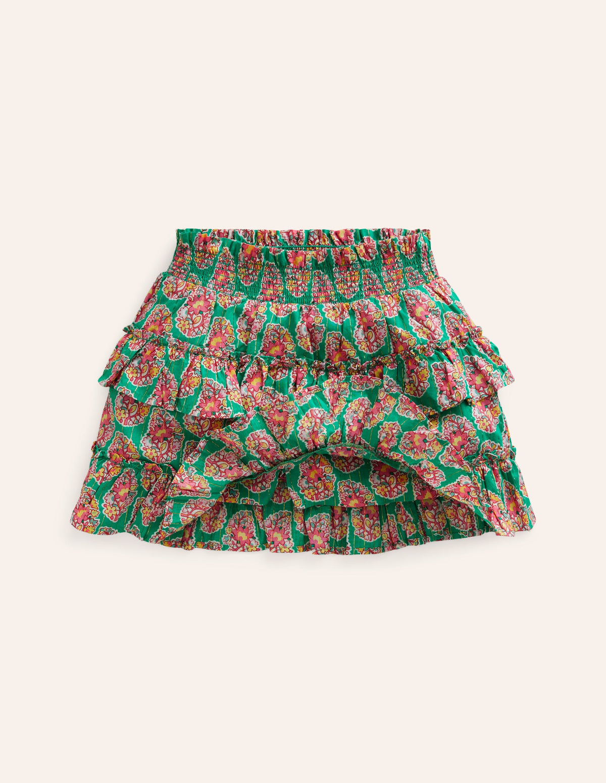 Tiered Printed Skort-Jade Green Paisley - Image 4