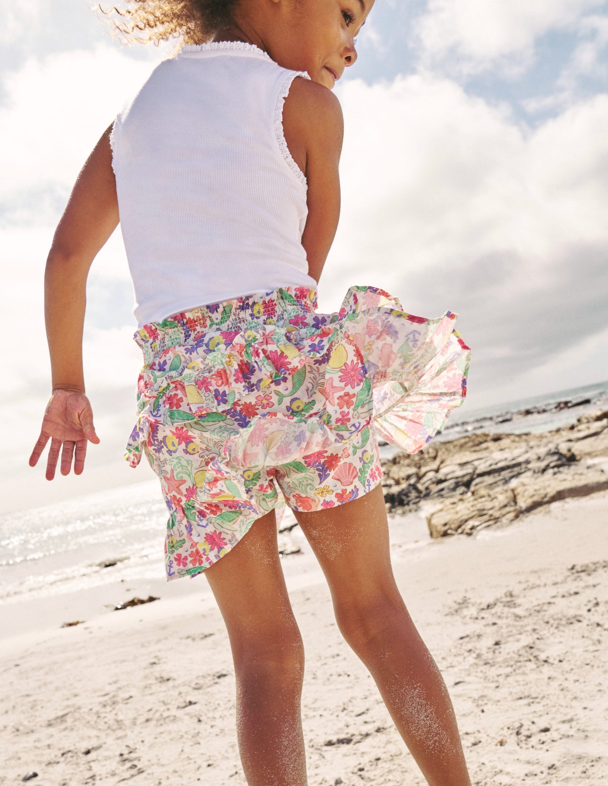 Tiered Printed Skort-Multi Mermaid Ditsy-4
