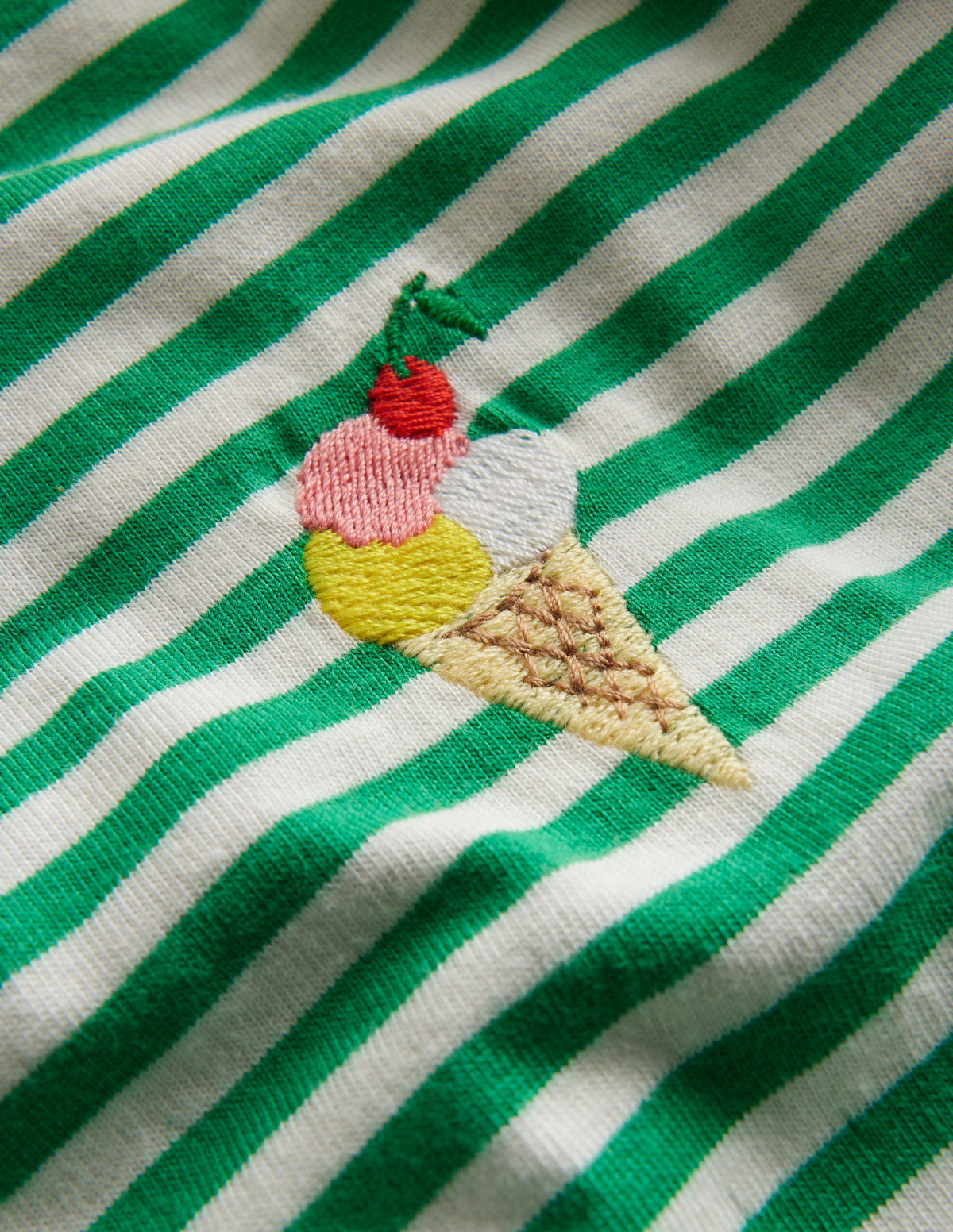 Embroidered Logo T-Shirt-Aloe Green/Ivory Ice Cream - Image 3