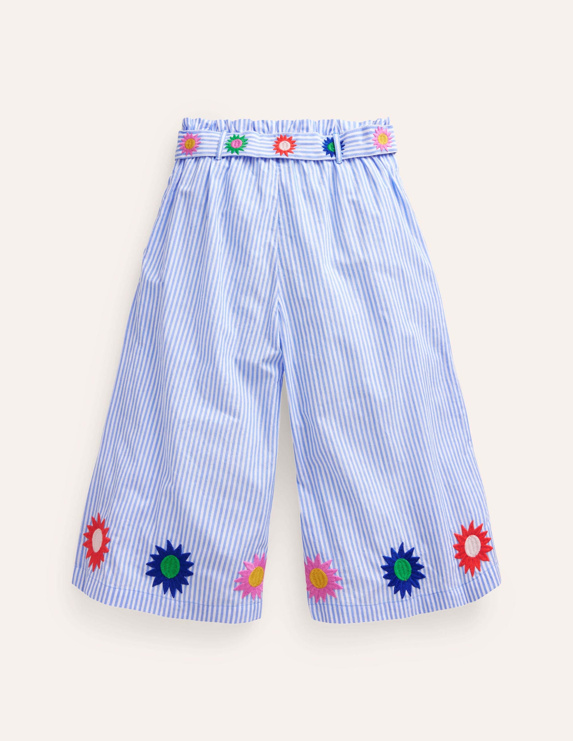 Printed Wide Leg Pants-Vintage Blue / Ivory Stripe - Image 2