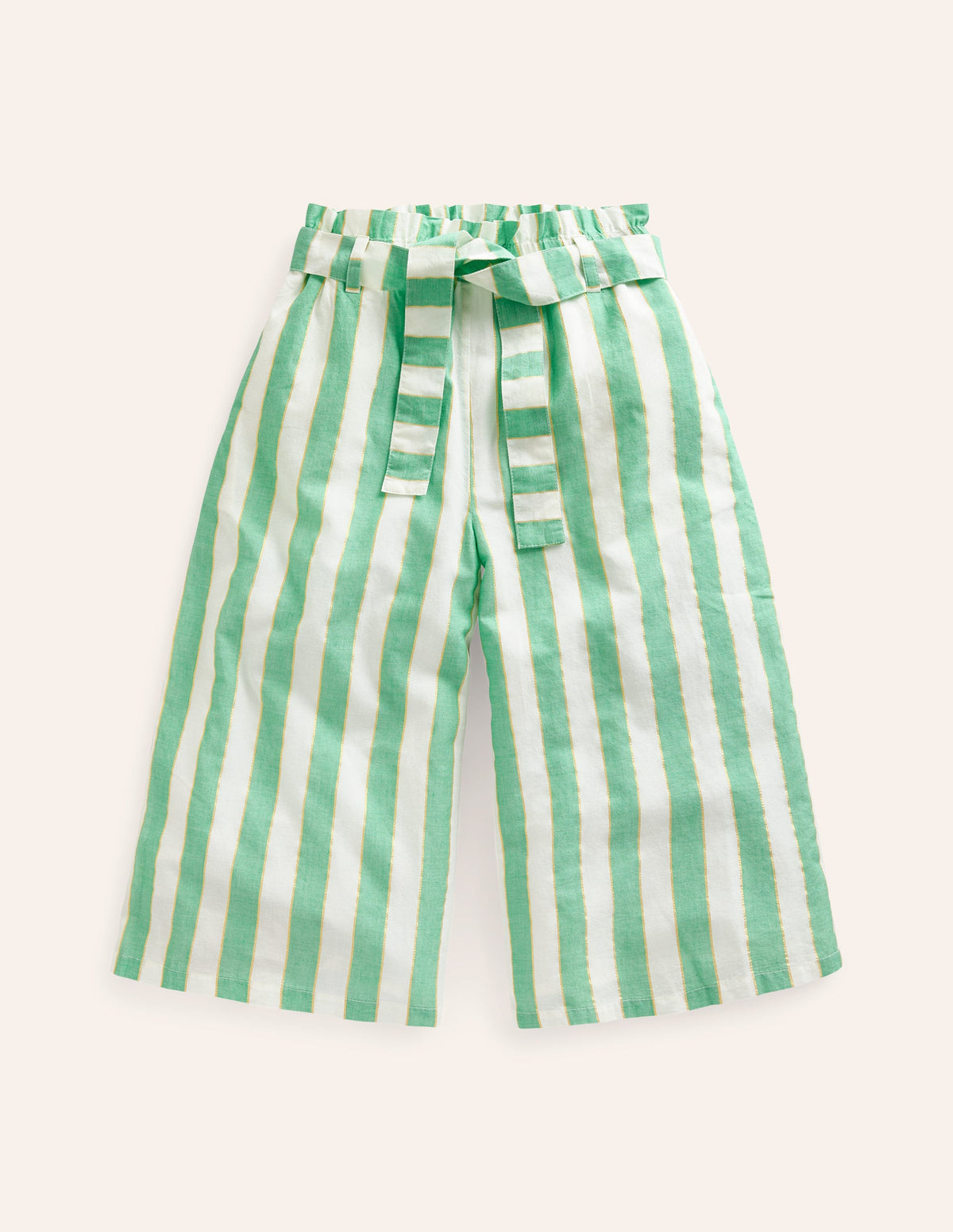 Printed Wide Leg Pants-Green Lurex Stripe - Image 1