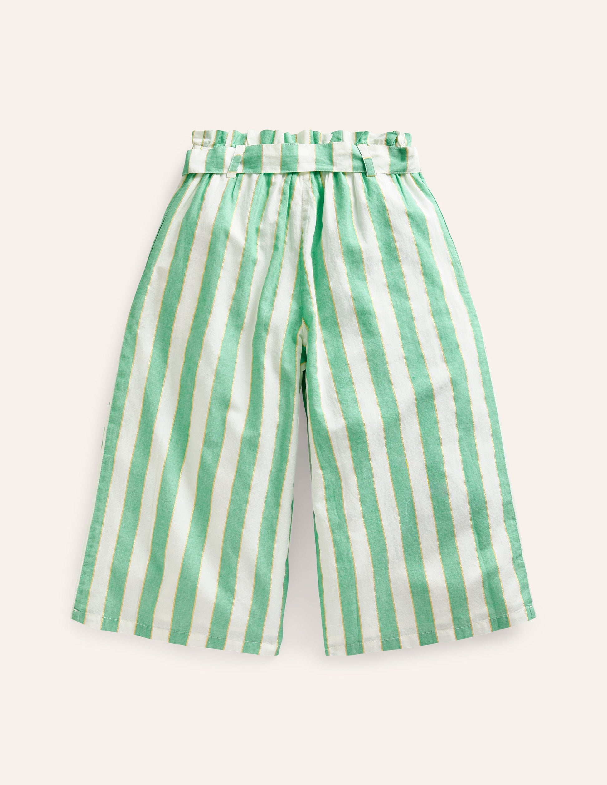 Printed Wide Leg Pants-Green Lurex Stripe-2