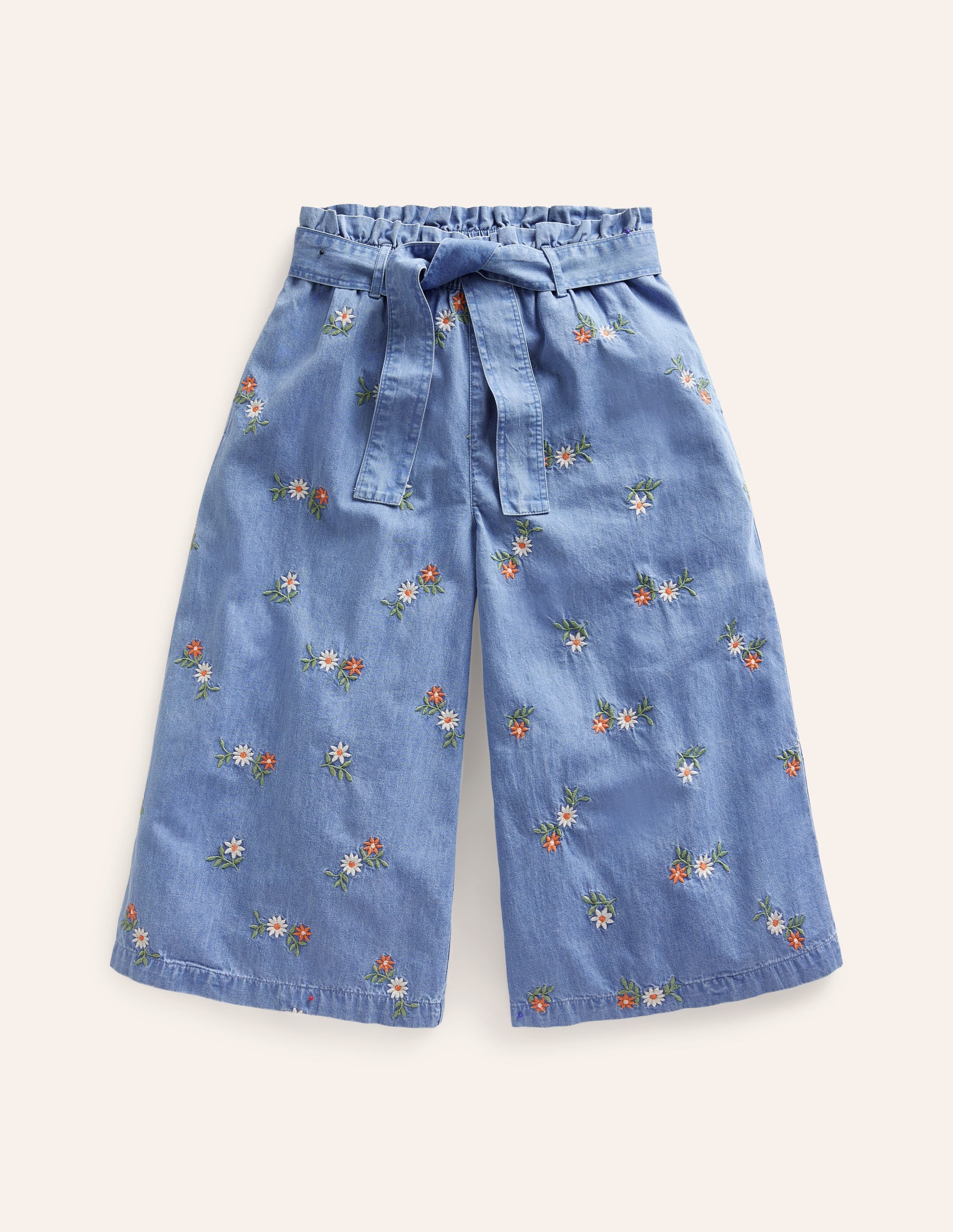 Printed Wide Leg Pants-Mid Vintage Embroidered - Image 1
