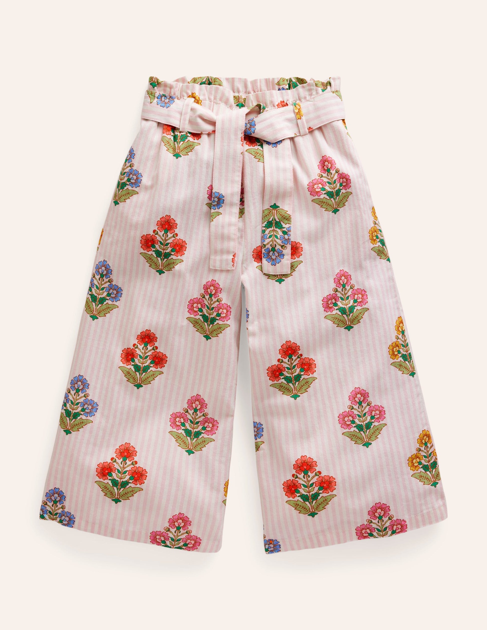 Printed Wide Leg Pants-Multi Woodblock-3