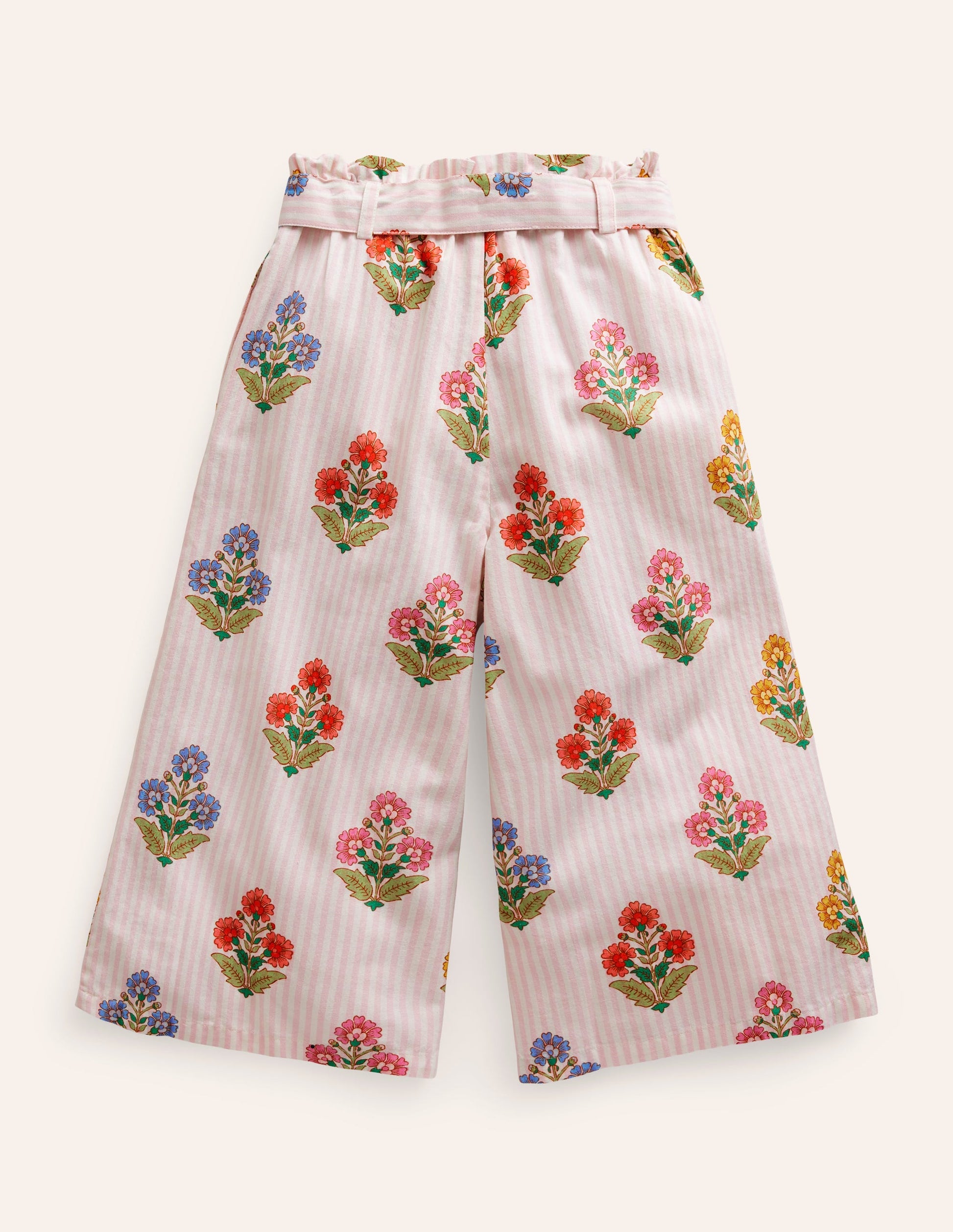 Printed Wide Leg Pants-Multi Woodblock-4