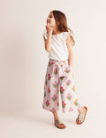 Printed Wide Leg Pants-Multi Woodblock