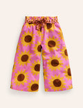 Printed Wide Leg Pants-Pink Sunflower Geo