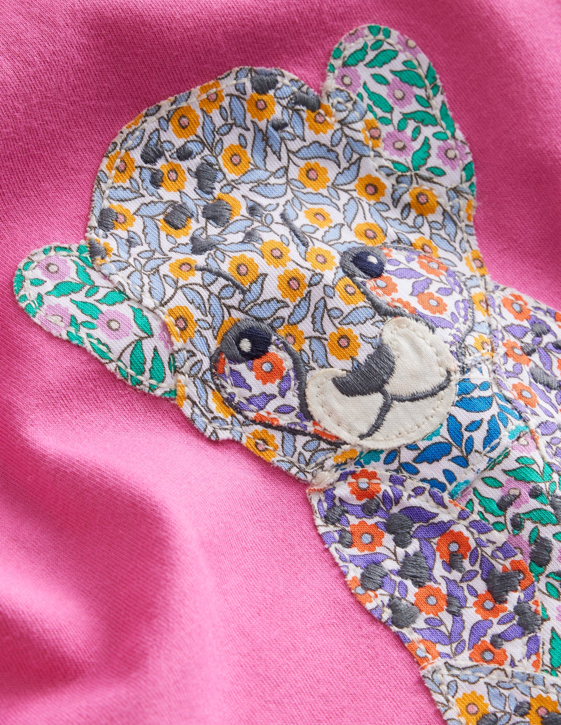 Short Sleeve Appliqué T-shirt-Pink Baby Leopard-3