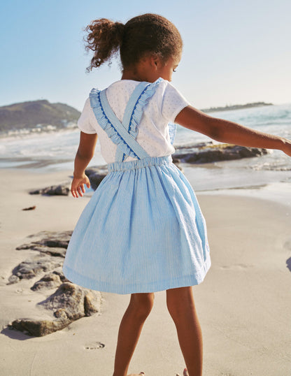 Charming Pinafore Dress-Surf Blue/ Ivory Shells