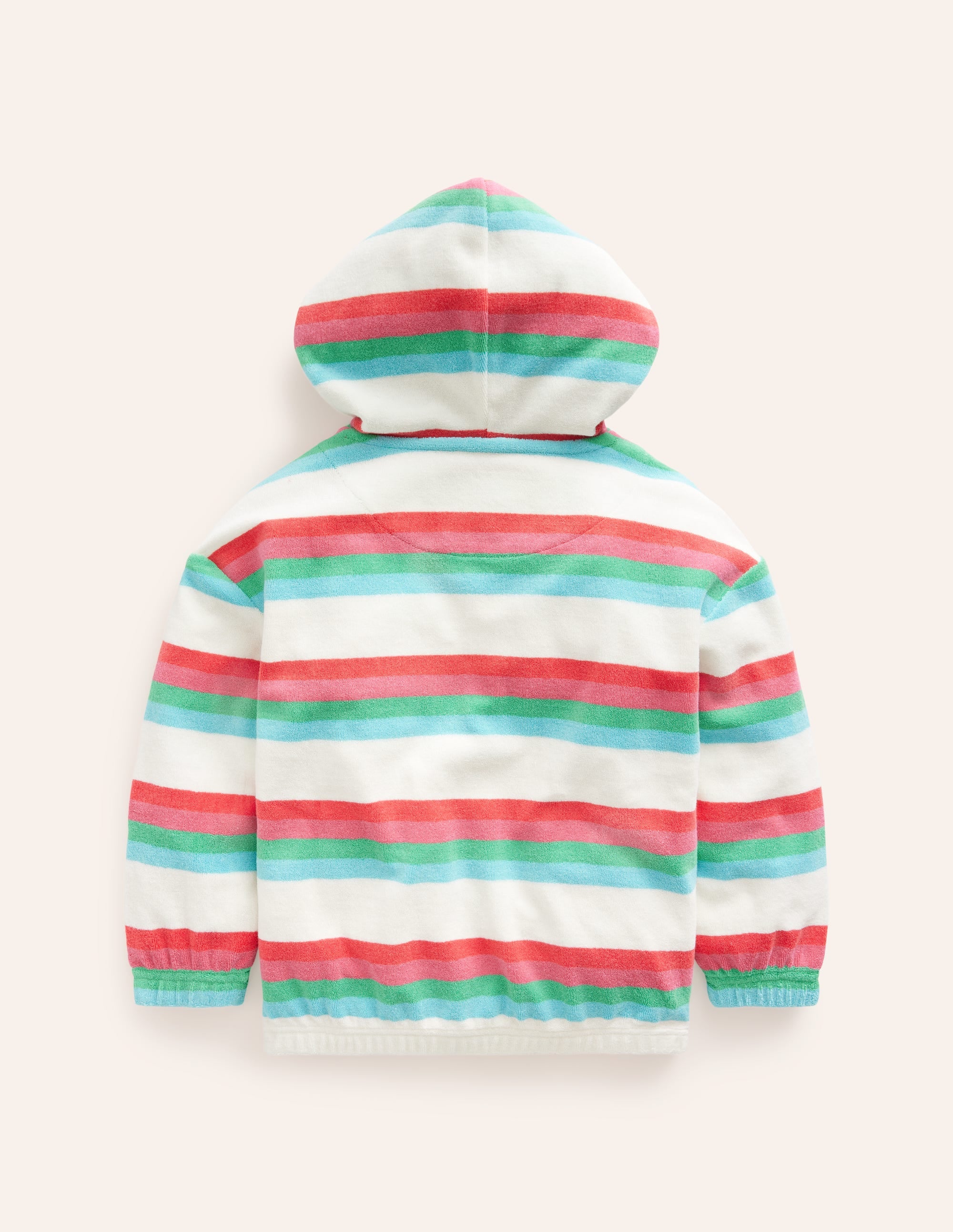 Towelling Hoodie-Hot Coral & Pink Stripe - Image 2
