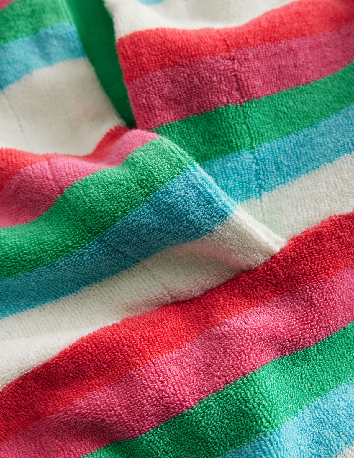 Towelling Hoodie-Hot Coral & Pink Stripe - Image 3
