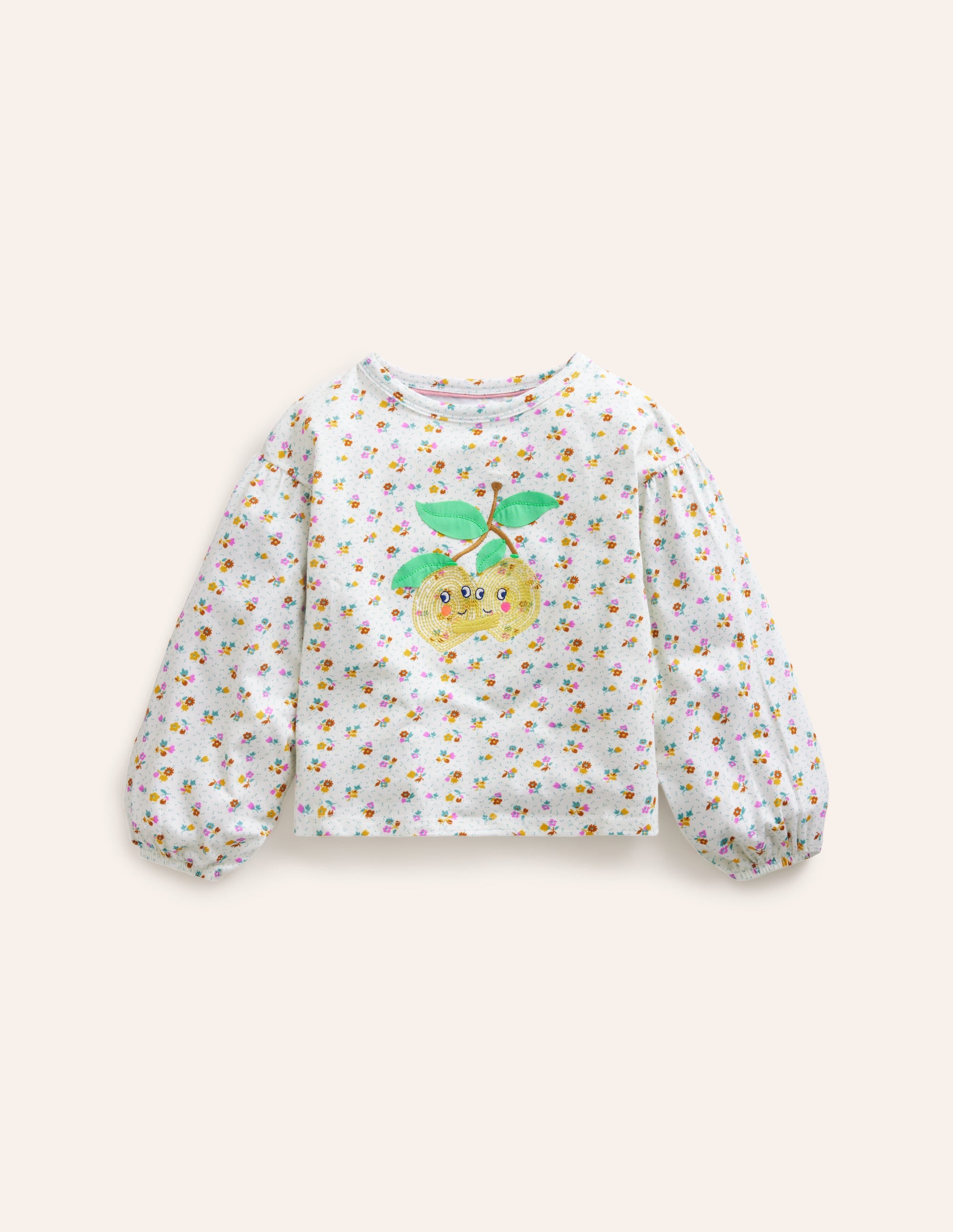 Blouson Sleeve Logo Top-Vanilla Pod Lemons - Image 1