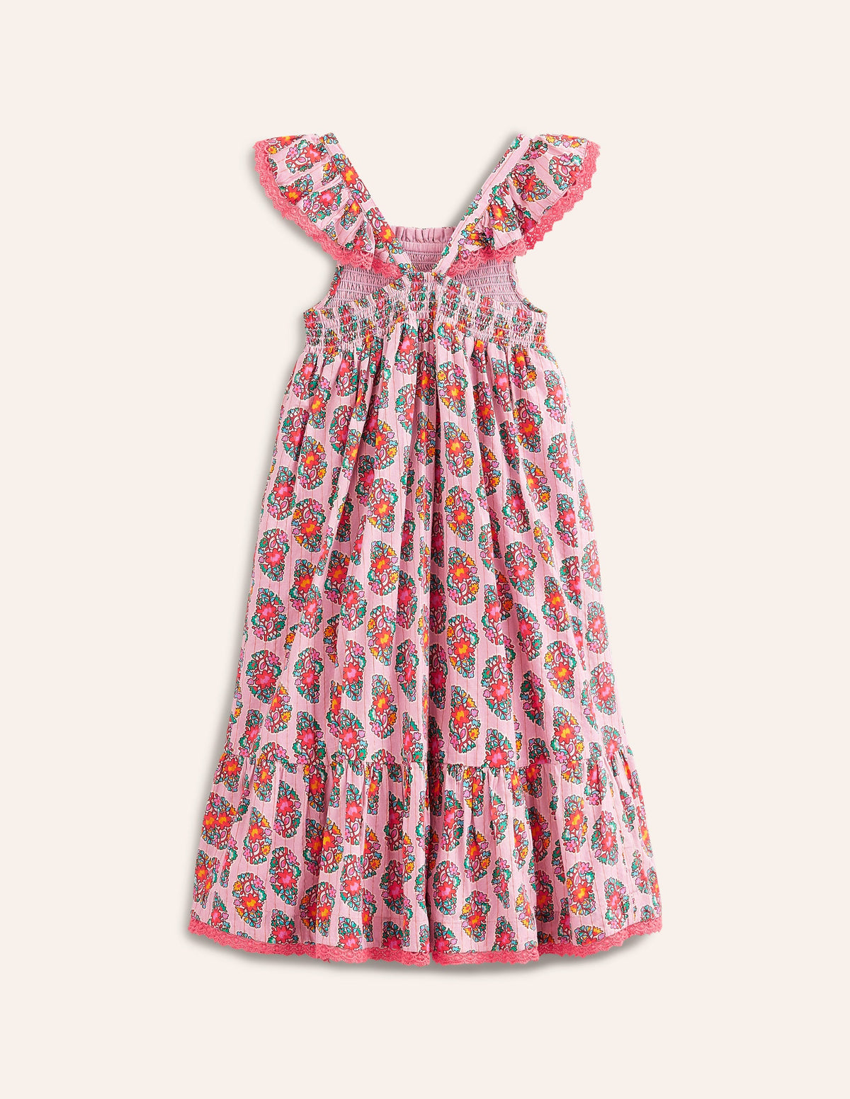 Frill Strap Maxi Sundress-Sugared Almond Pink Paisley - Image 4