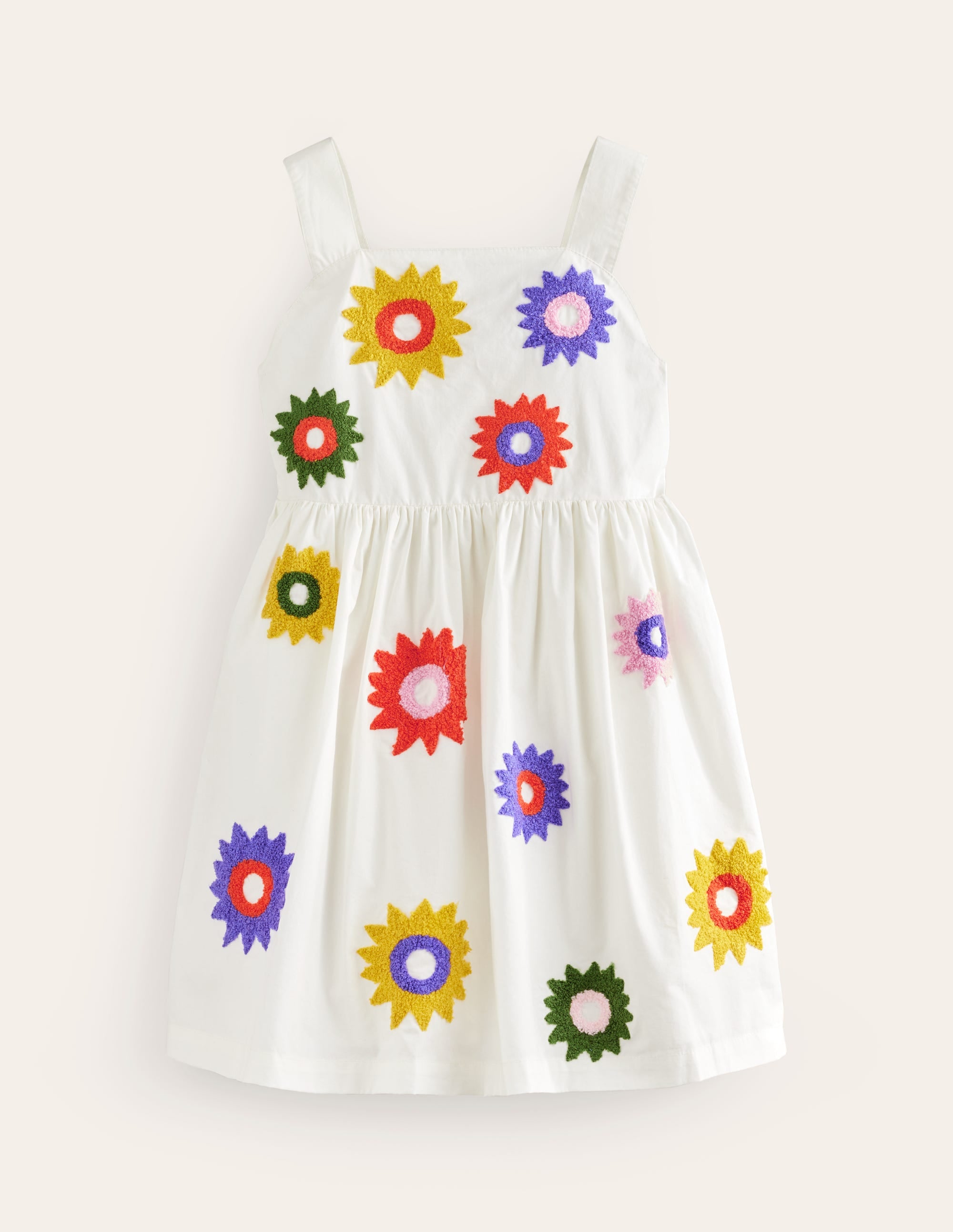 Textured Appliqué Dress-Ivory Flowers - Image 1