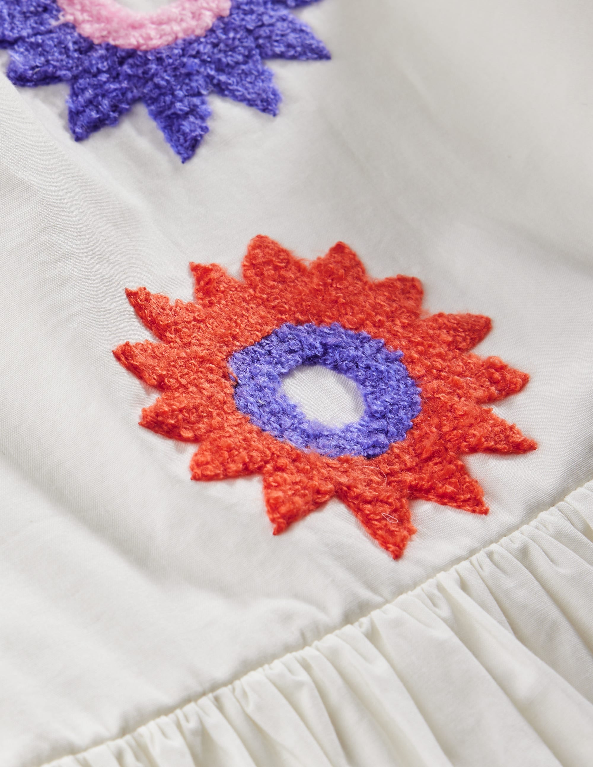 Textured Appliqué Dress-Ivory Flowers - Image 3