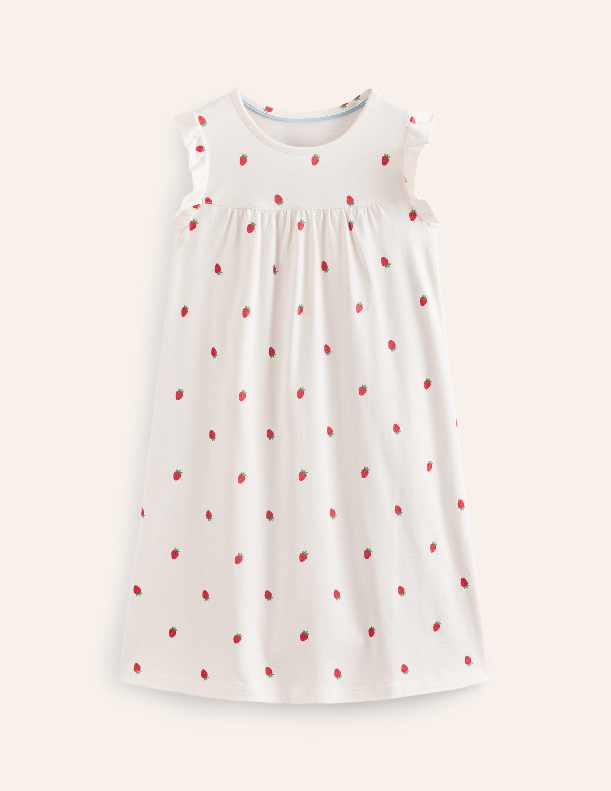 Short-Sleeve Nightie-Ivory Strawberry-1