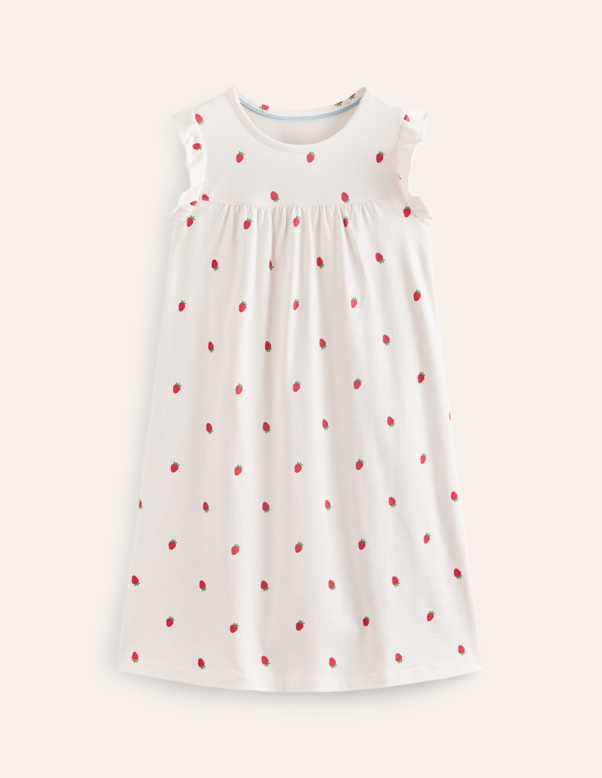Short-Sleeve Nightie-Ivory Strawberry - Image 1