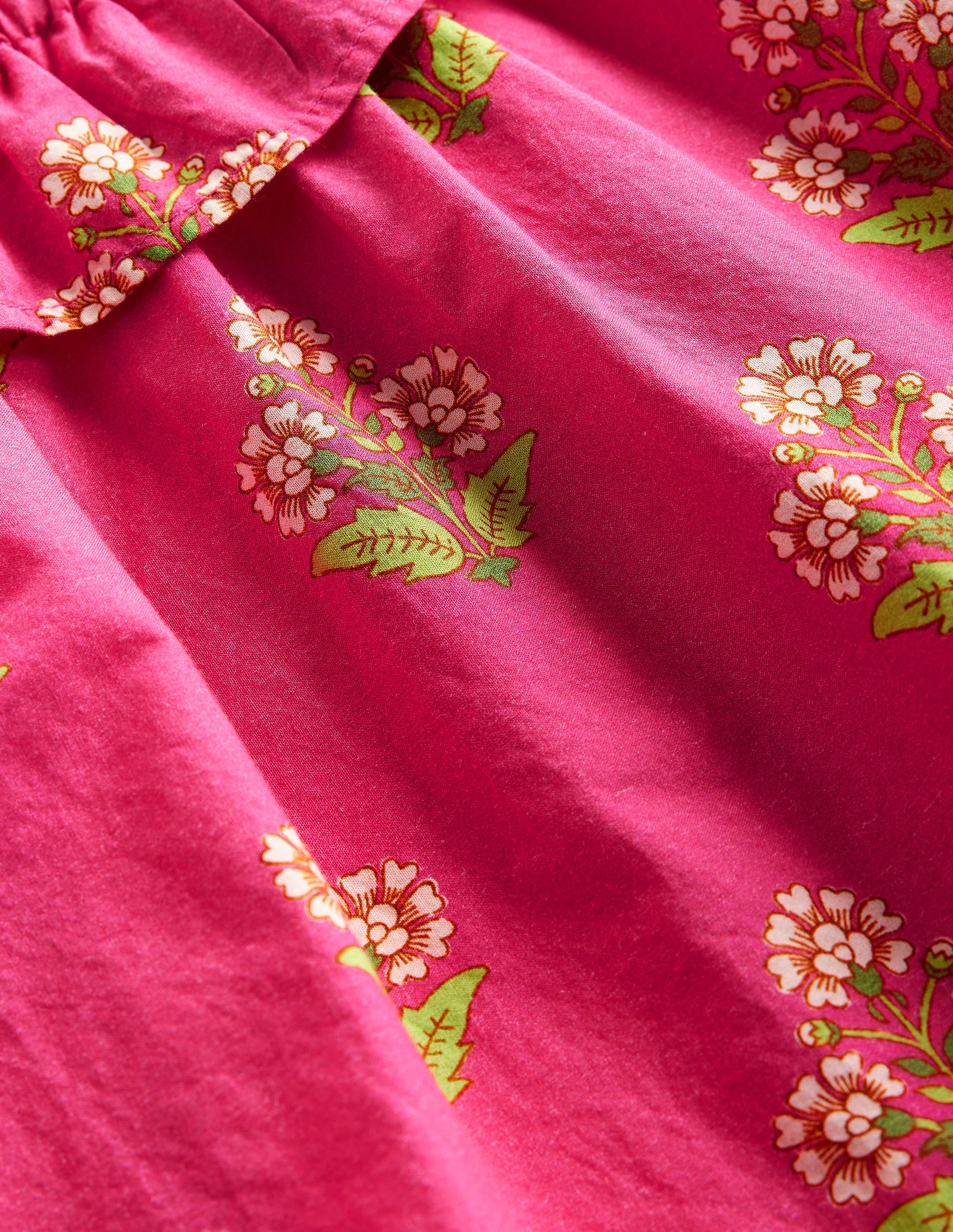 Frill Neck Woven Dress-Pink Small Woodblock - Image 3