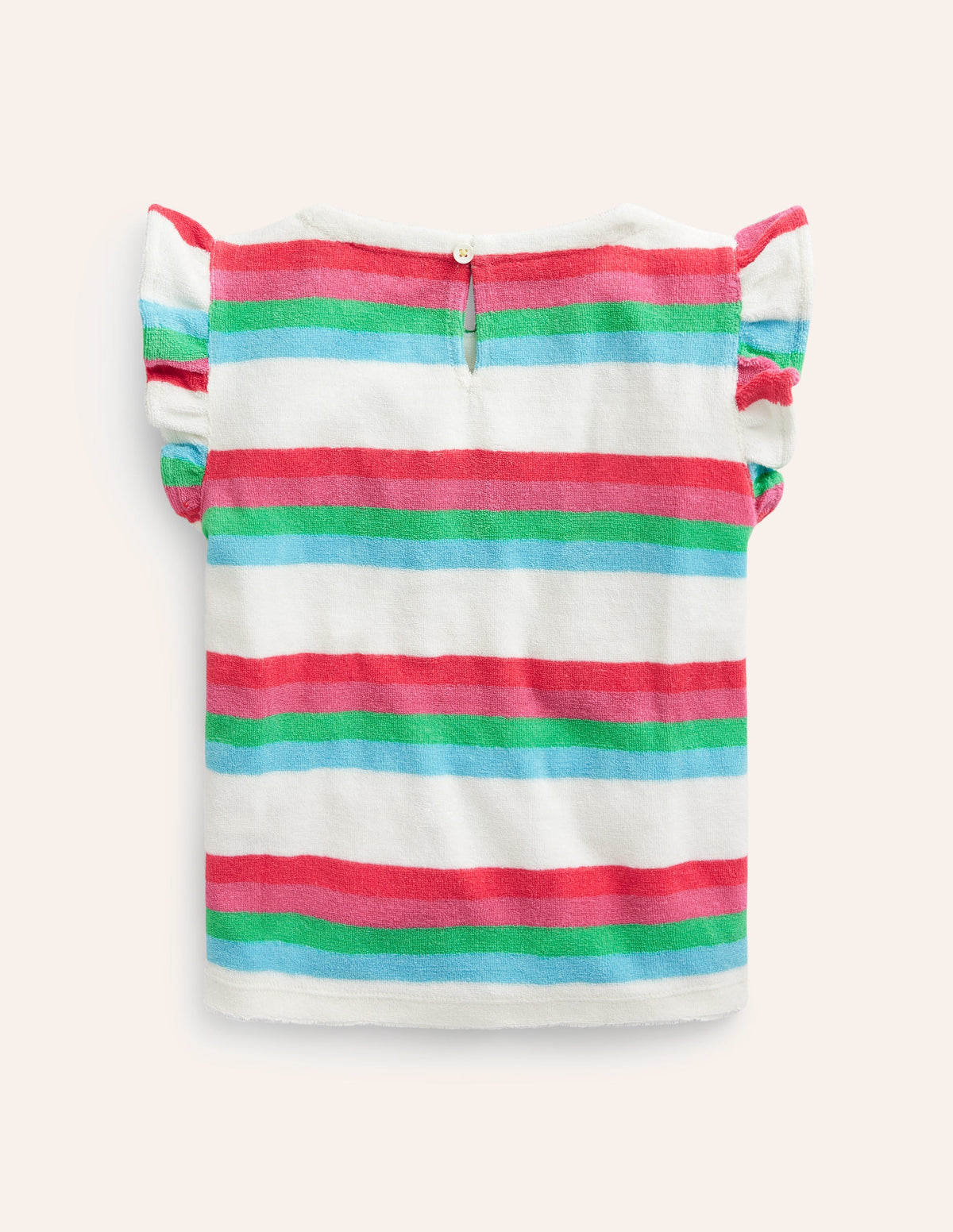 Frill Sleeve Towelling Top-Multistripe - Image 3