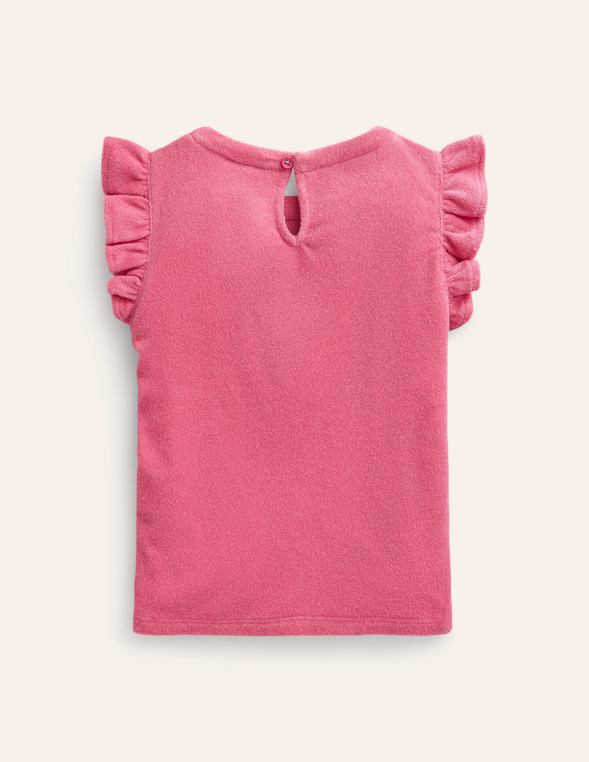 Frill Sleeve Towelling Top-Rose Pink-2