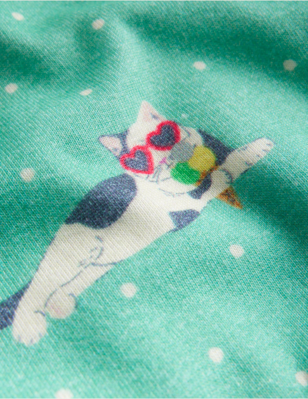 Snug Short John Pajamas-Aqua Sea Blue Holiday Cats-3