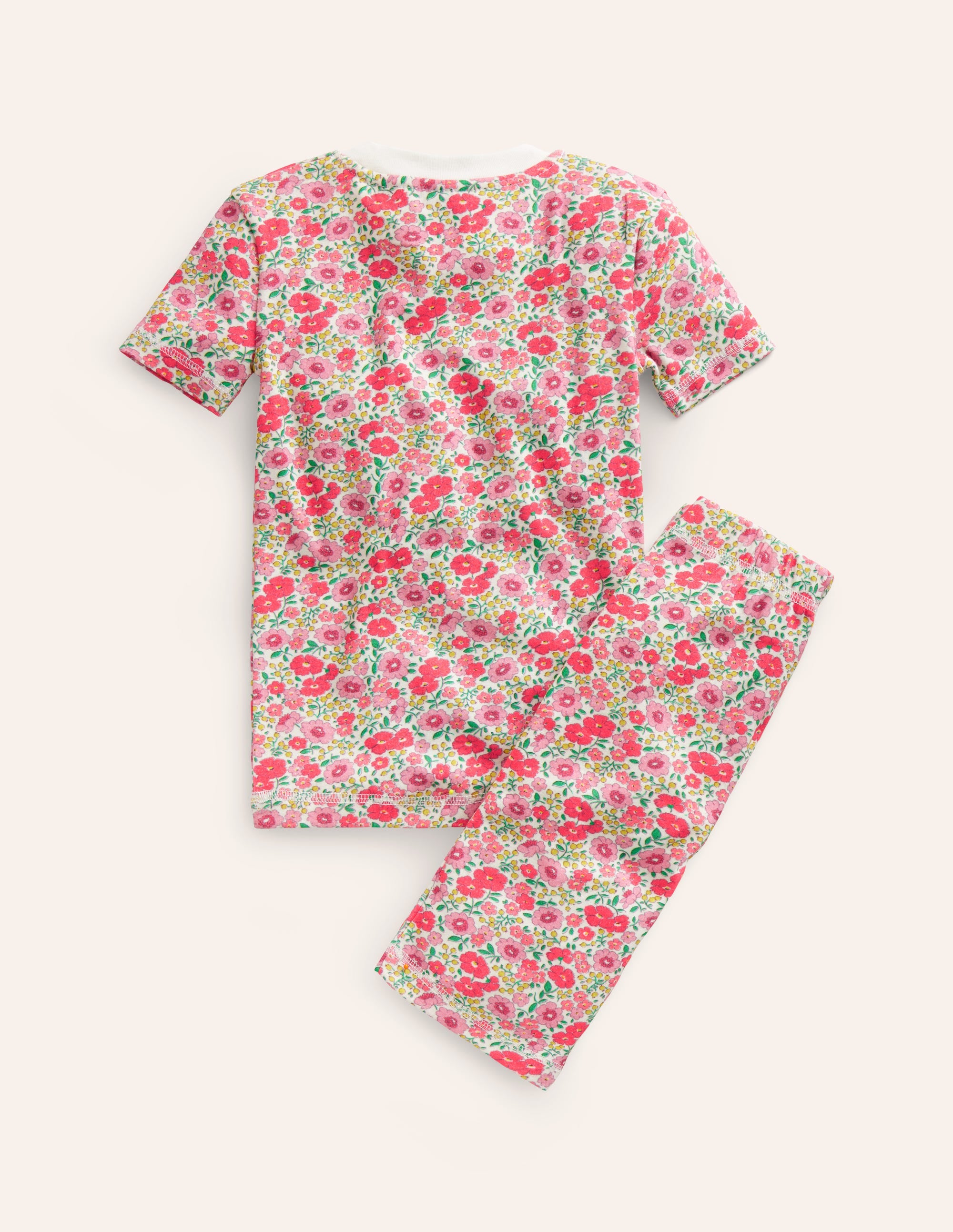 Snug Short John Pajamas-Pink Flowerbed - Image 2