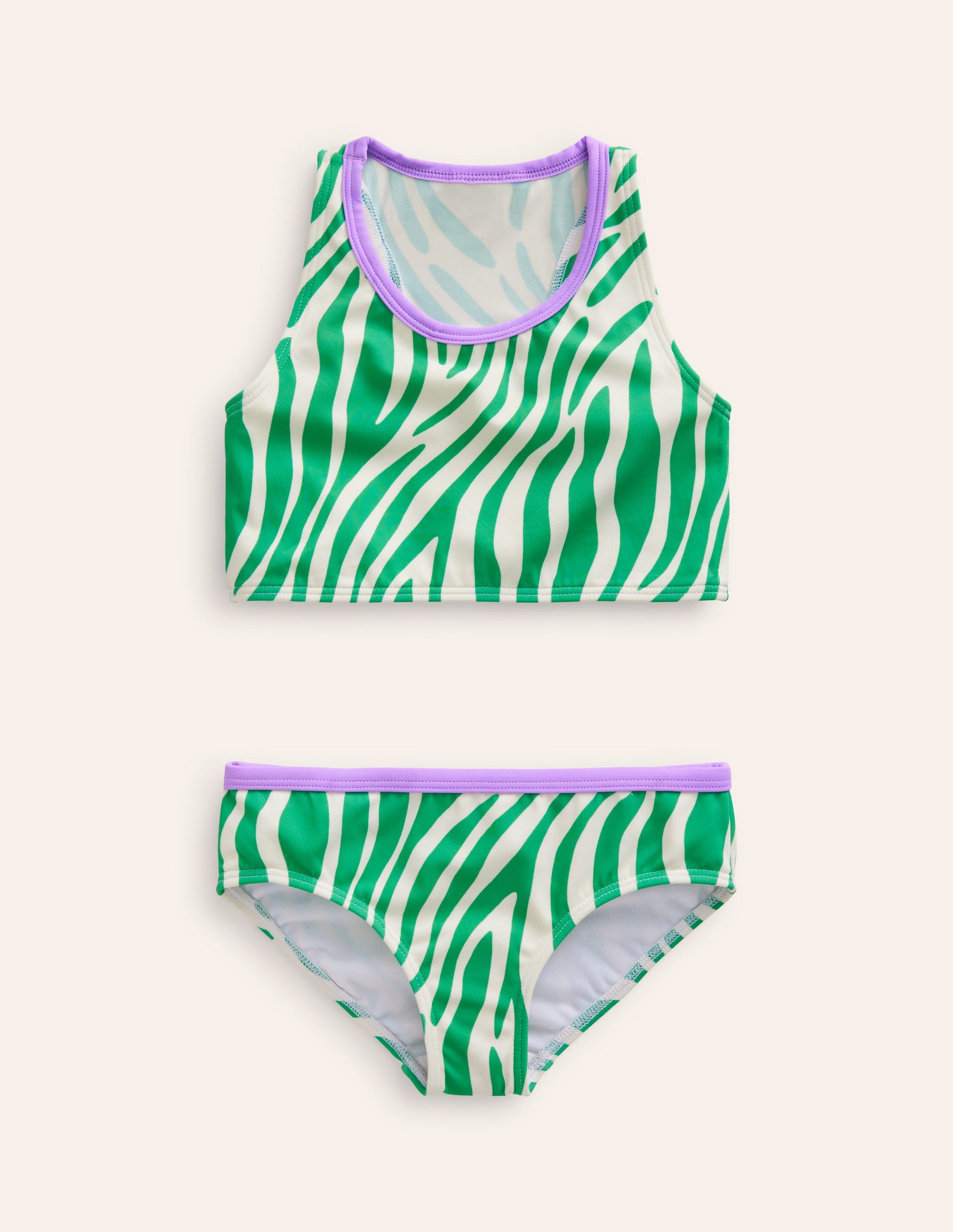 Racerback Bikini Set-Pea Green Zebra-1
