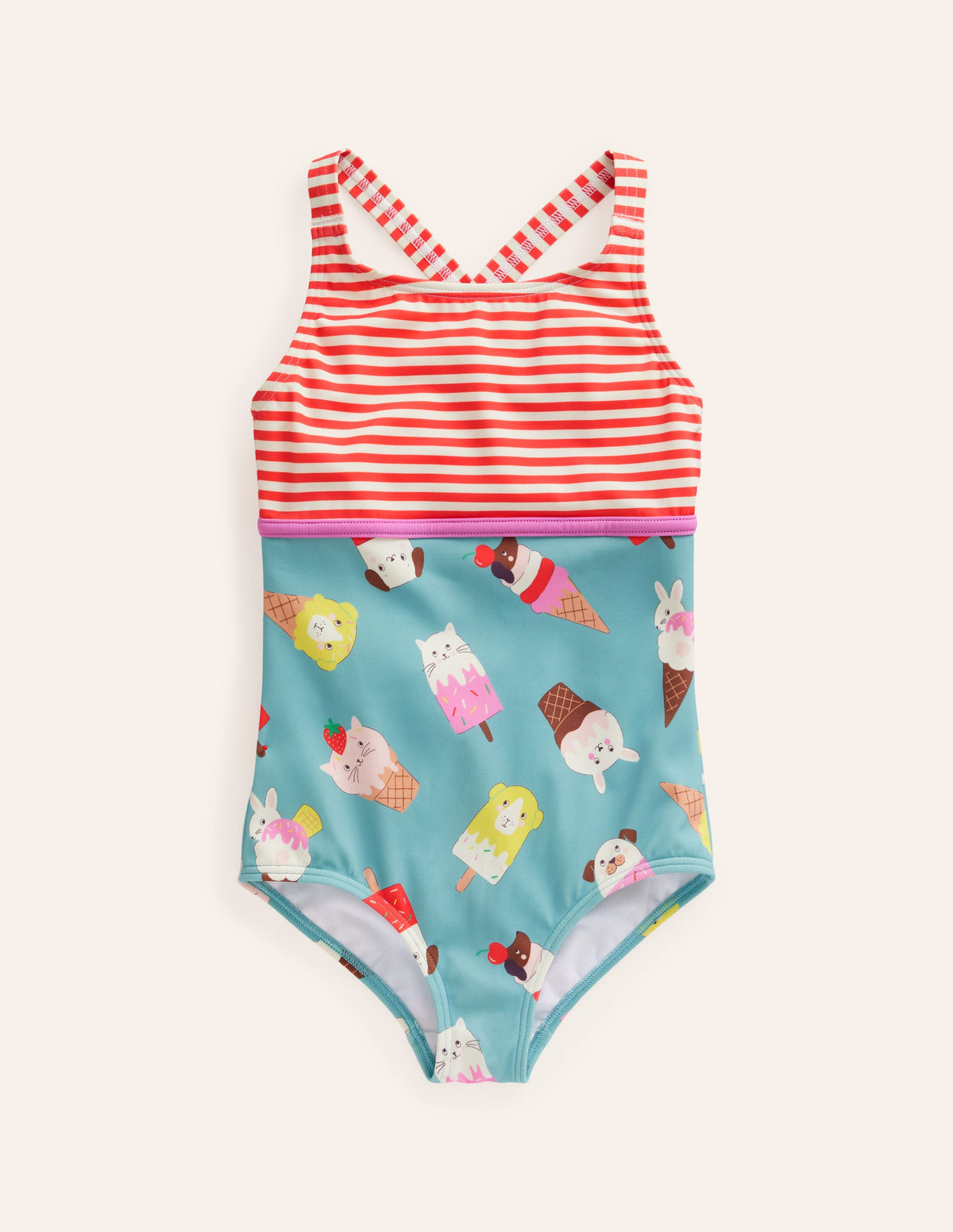 Hotchpotch Swimsuit-Aqua Sea, Ivory Ice Cream Pets - Image 1