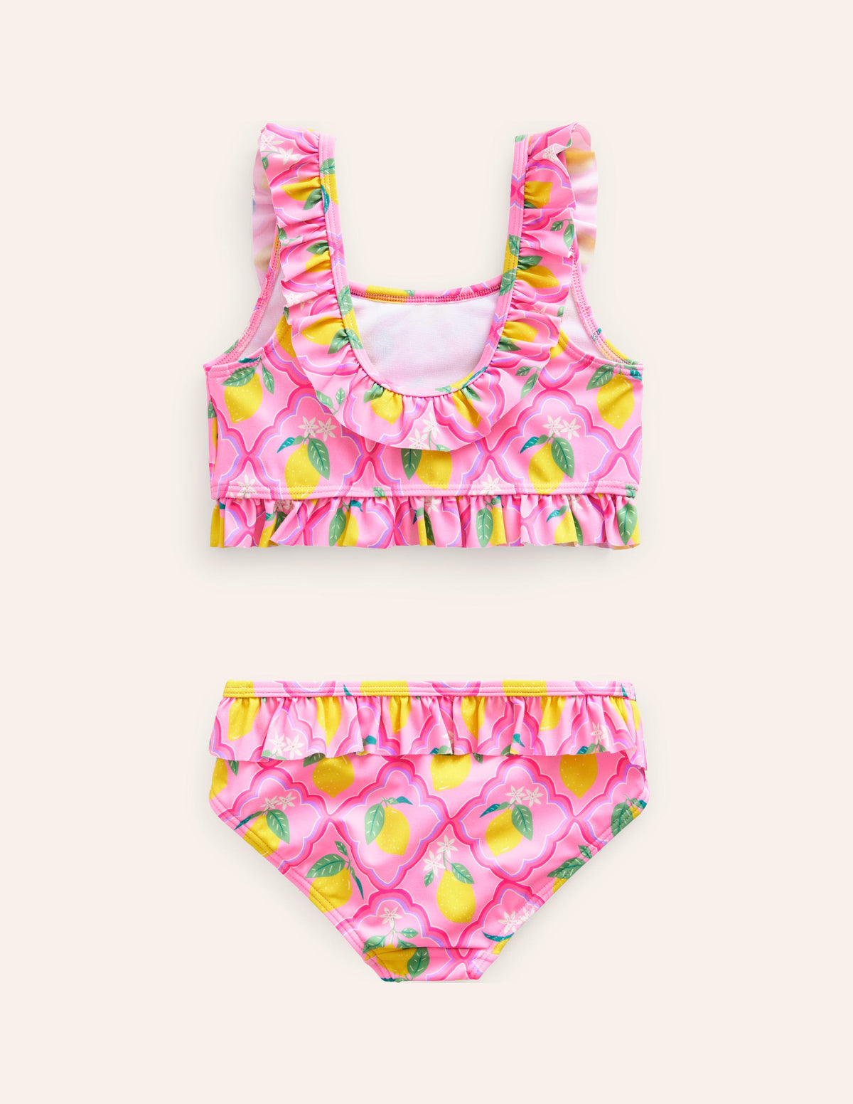 Frill Detail Tie Back Bikini-Pink Lemon Grove - Image 2