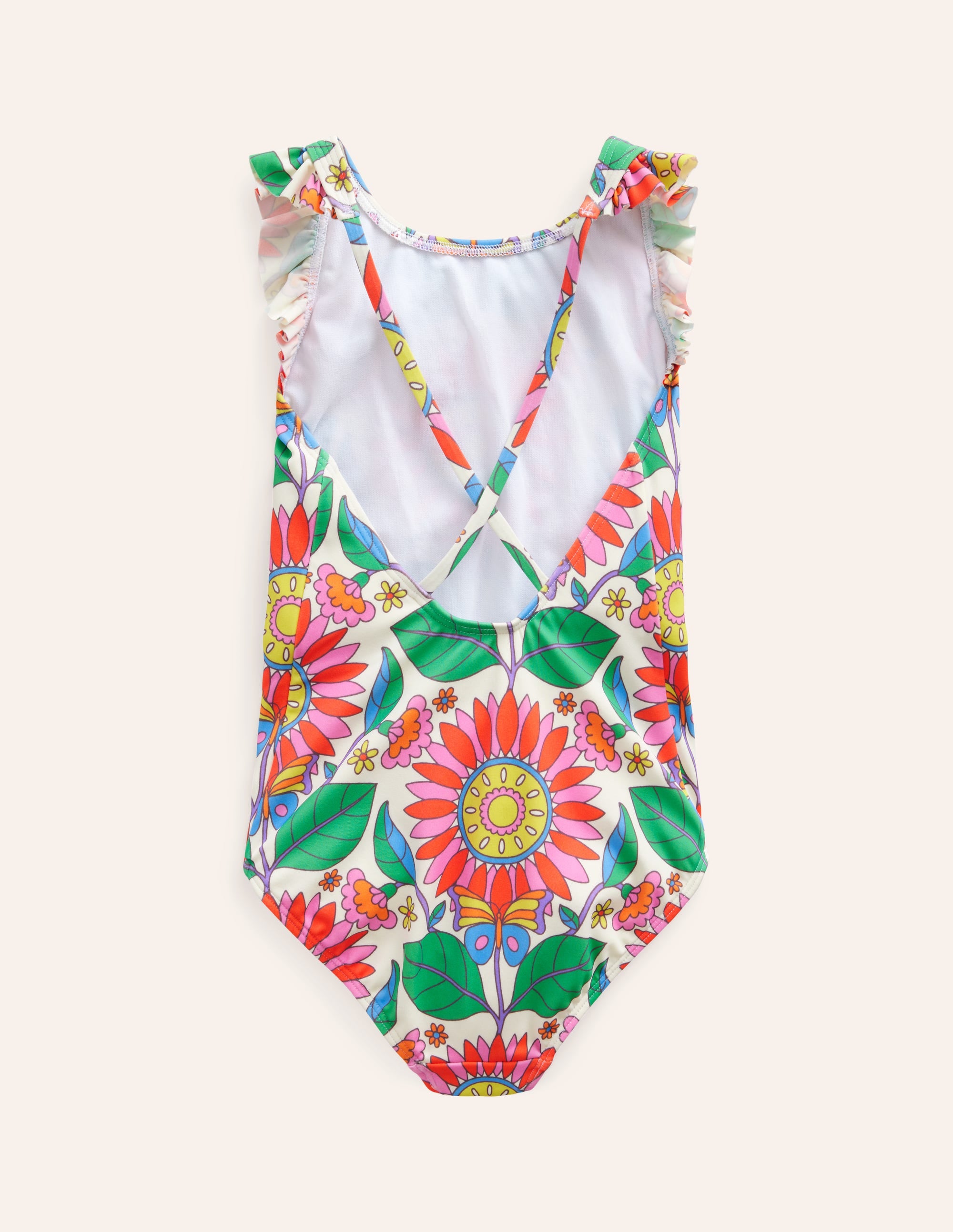 Frill Crossback Swimsuit-Multi Daisy Vine - Image 2
