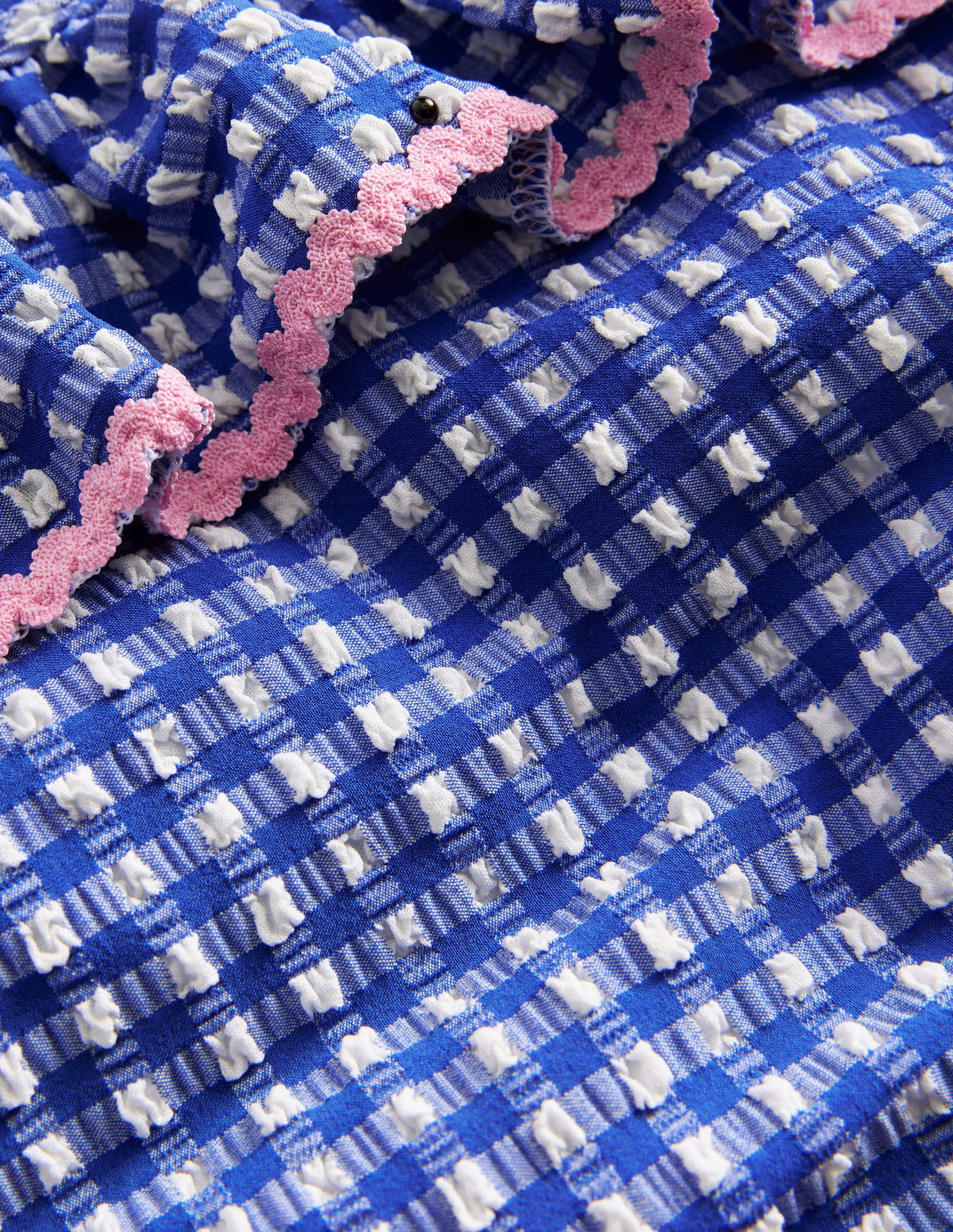 Seersucker Frilly Bikini-Blue Gingham Strawberries-3