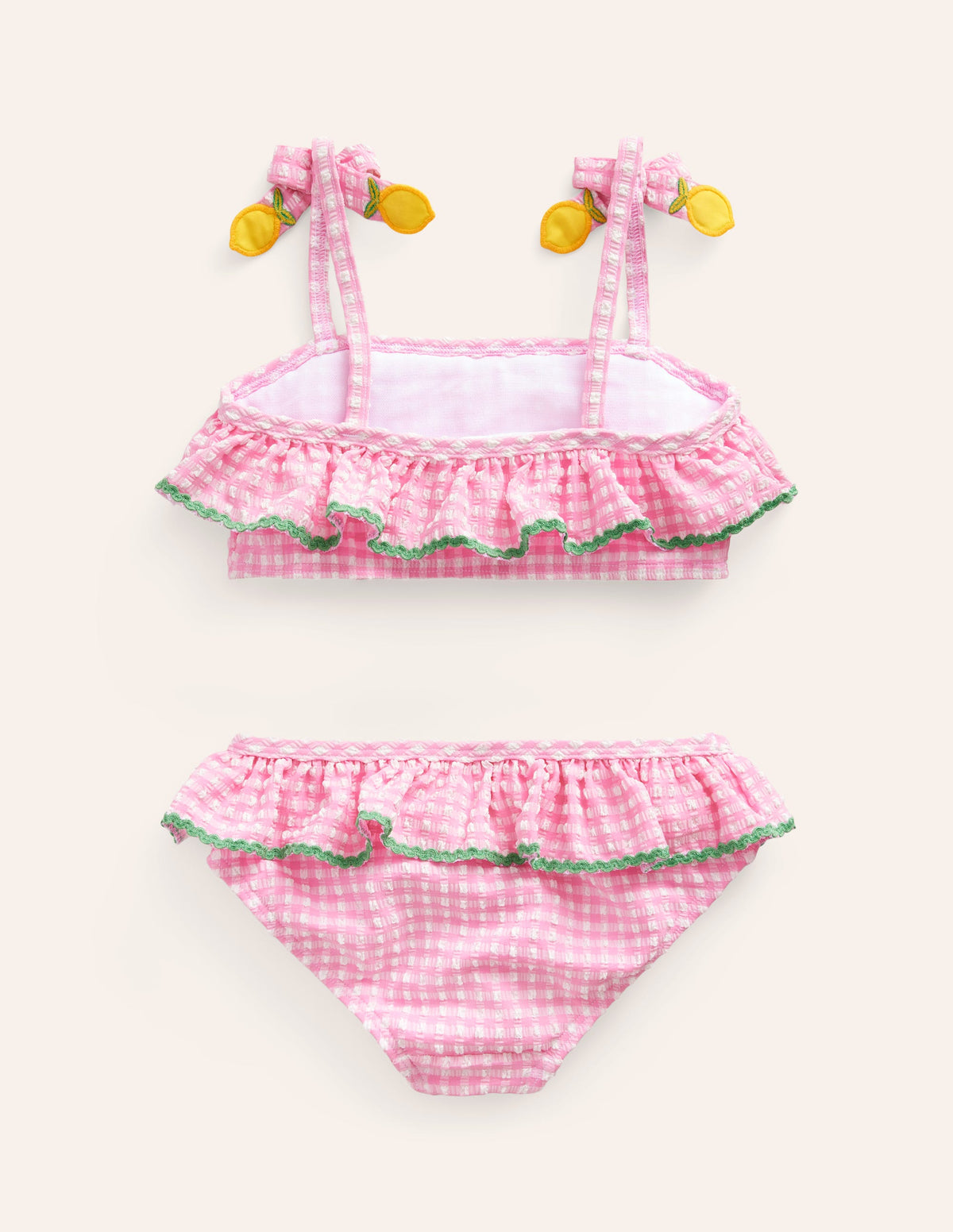 Seersucker Frilly Bikini-Pink Gingham Lemons-2