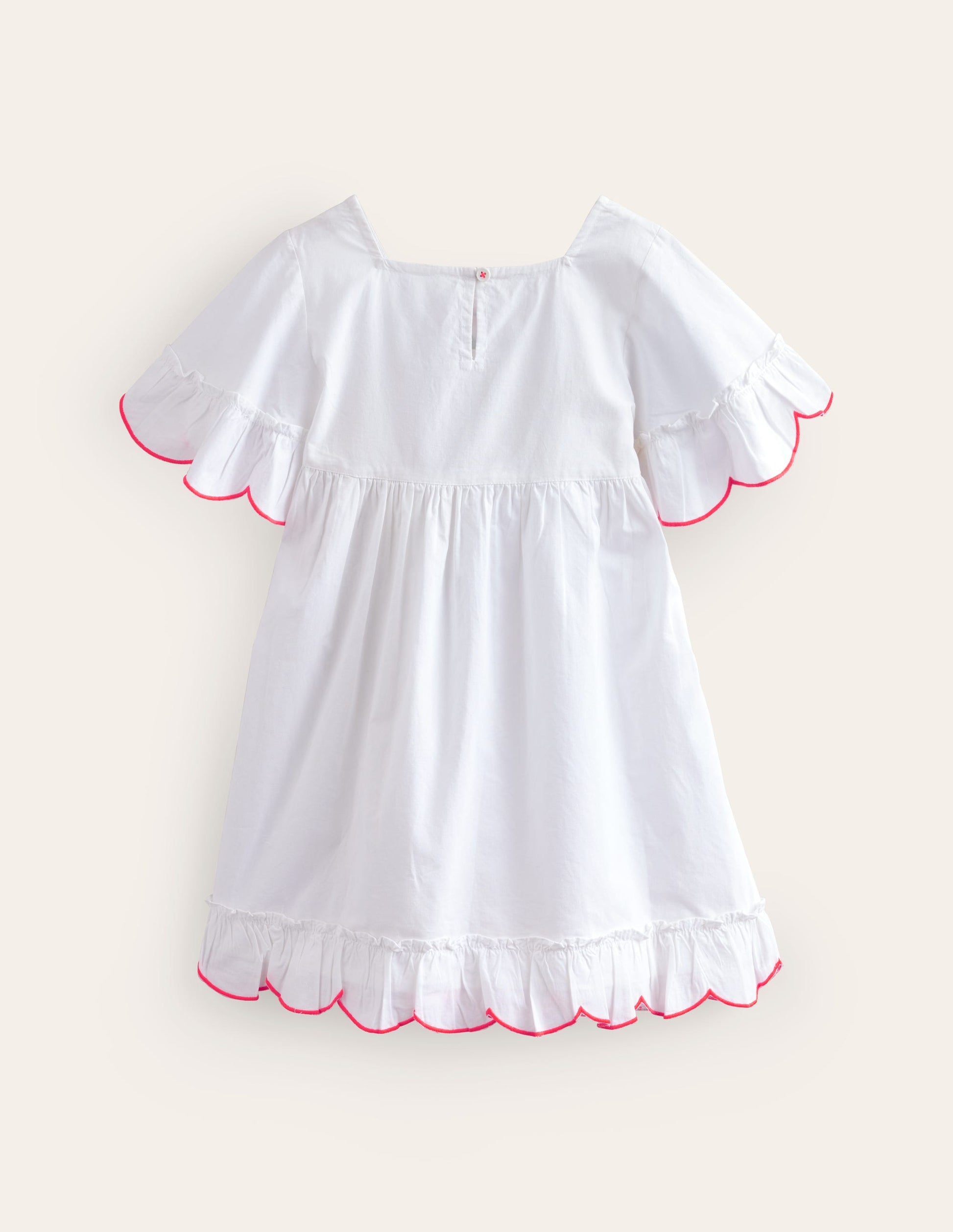 Lightweight Vacation Dress-White Floral Embroidery-2