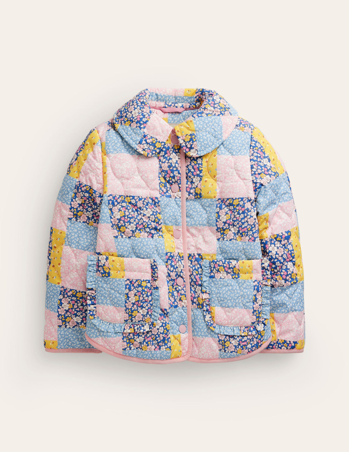 Quilted Collared Jacket-Patchwork Floral - Image 1