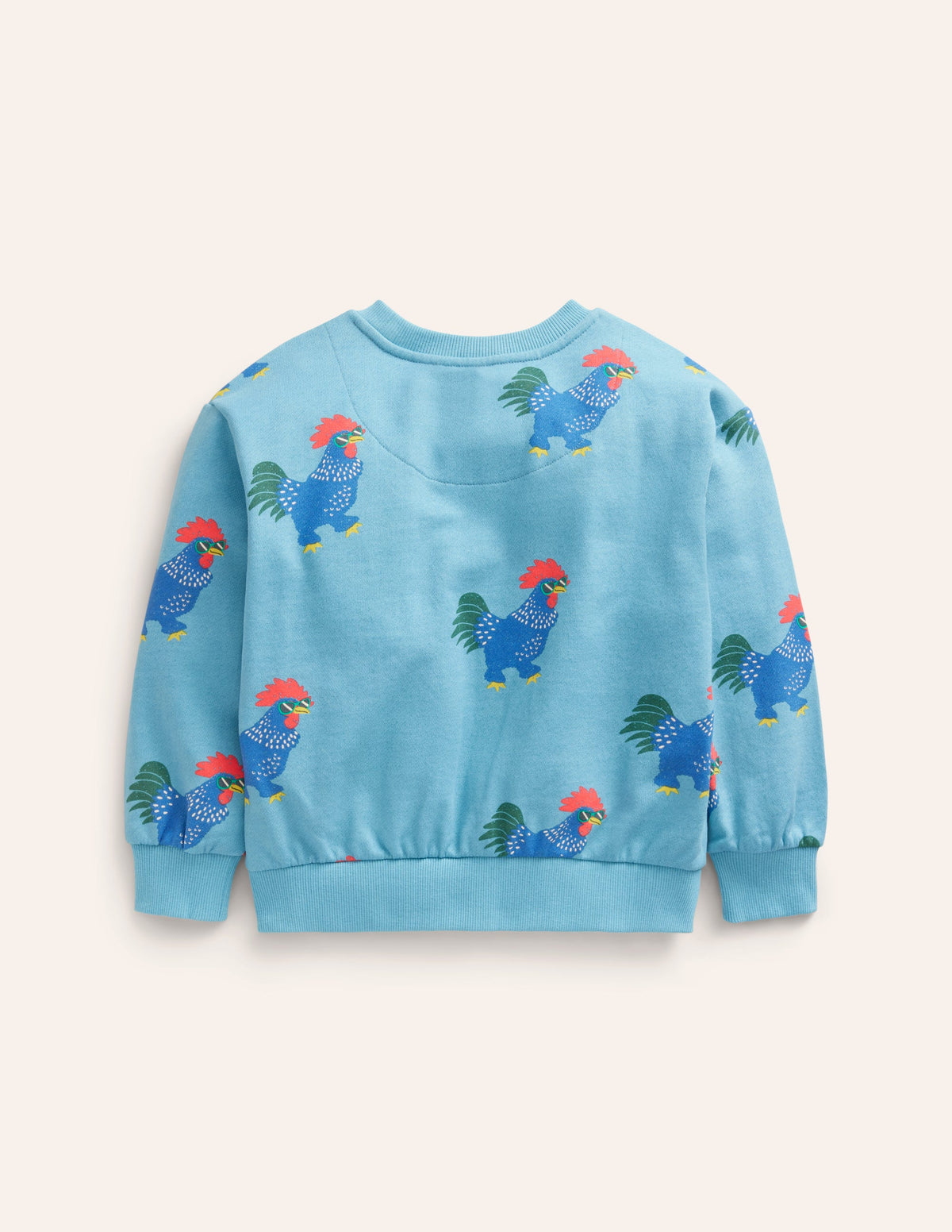 Printed Relaxed Sweatshirt-Pavillion Blue Cockerels - Image 2