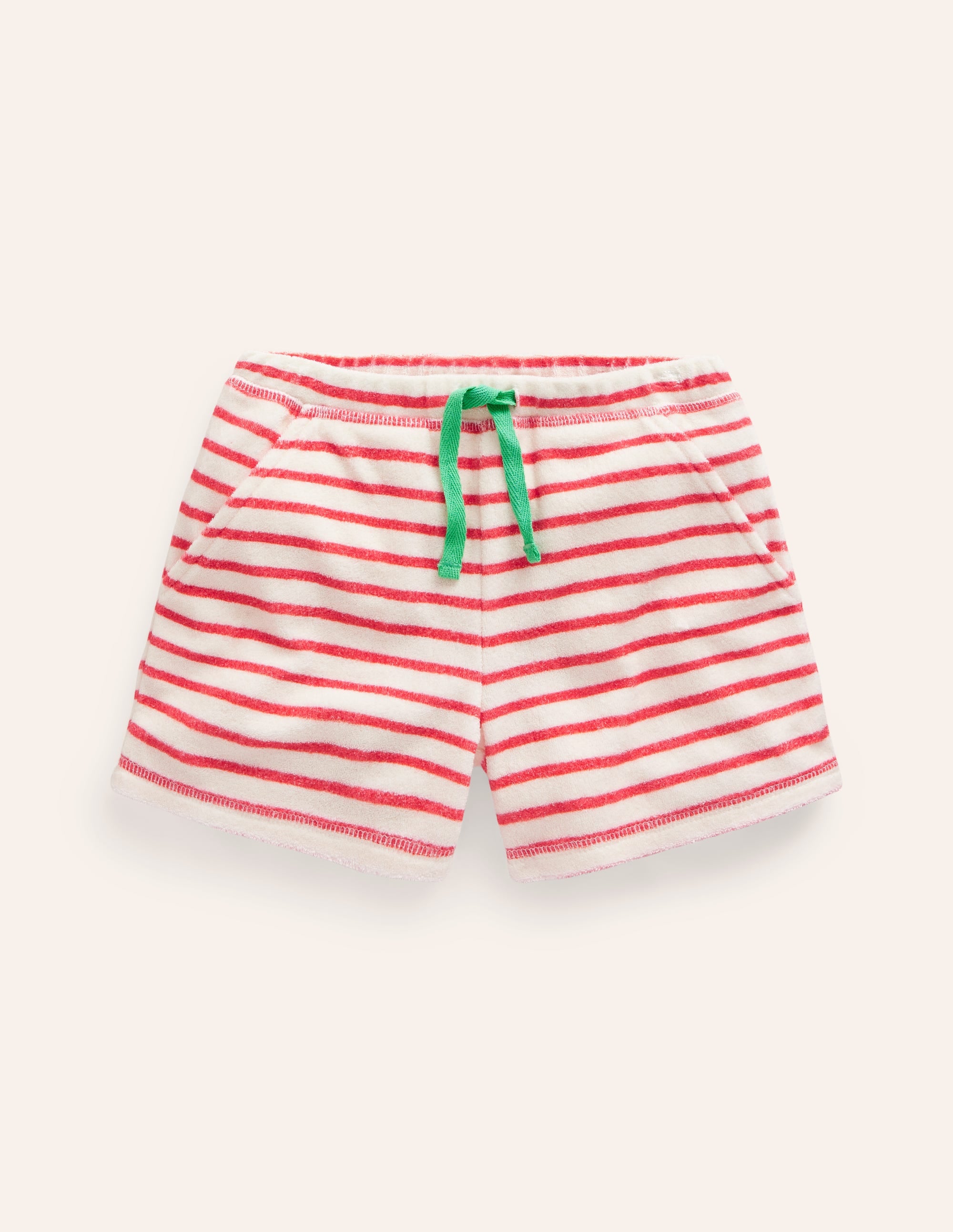 Printed Towelling Shorts-Jam Red Strawberry Stripe - Image 1