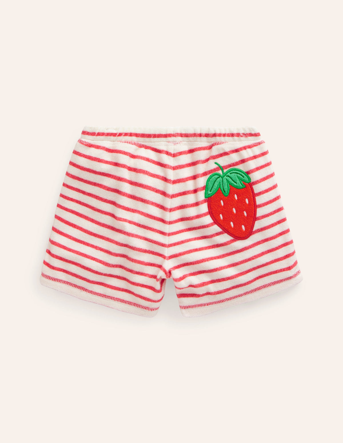 Printed Towelling Shorts-Jam Red Strawberry Stripe - Image 2