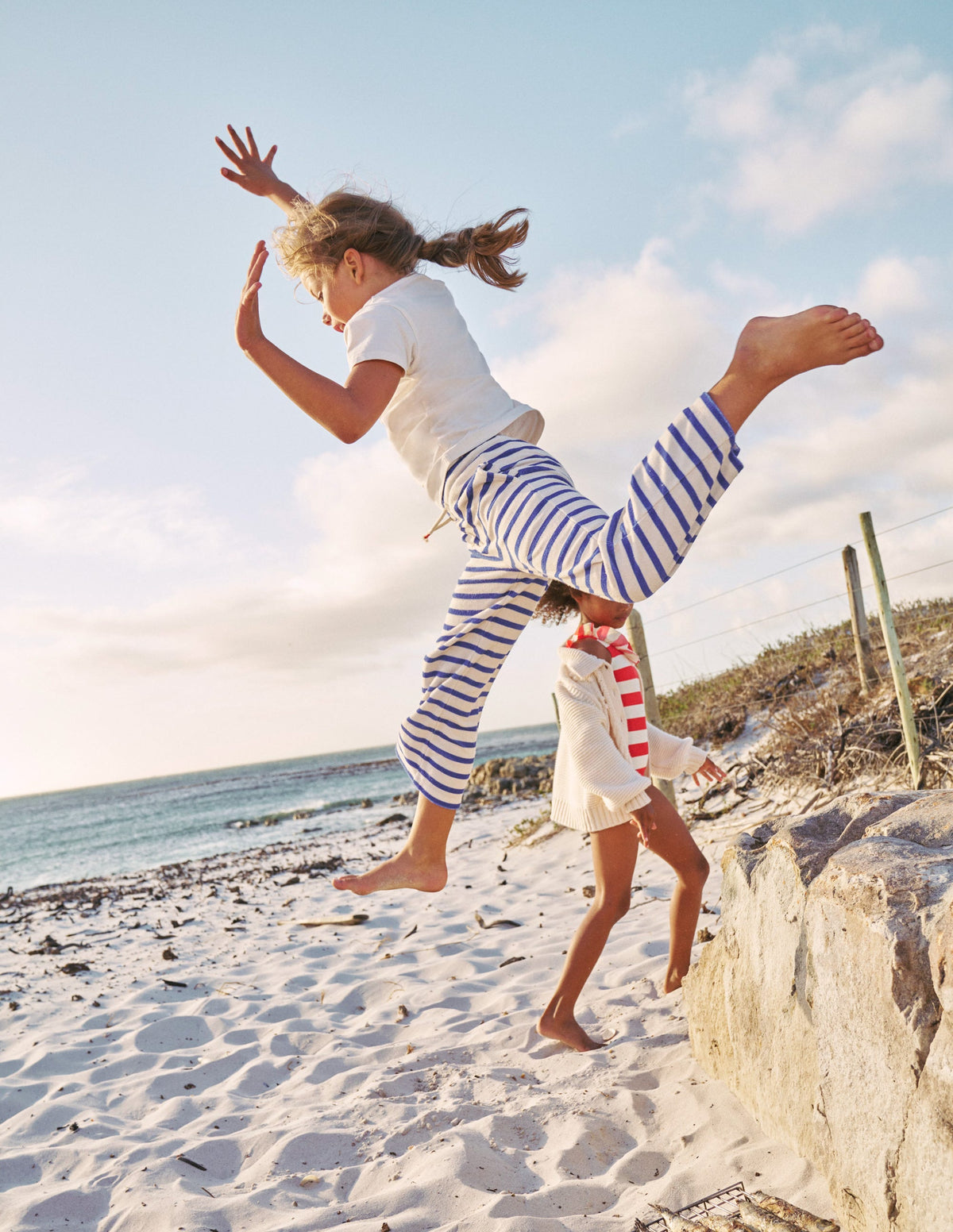 Towelling Pants-Navy/ Ivory Stripe - Image 4
